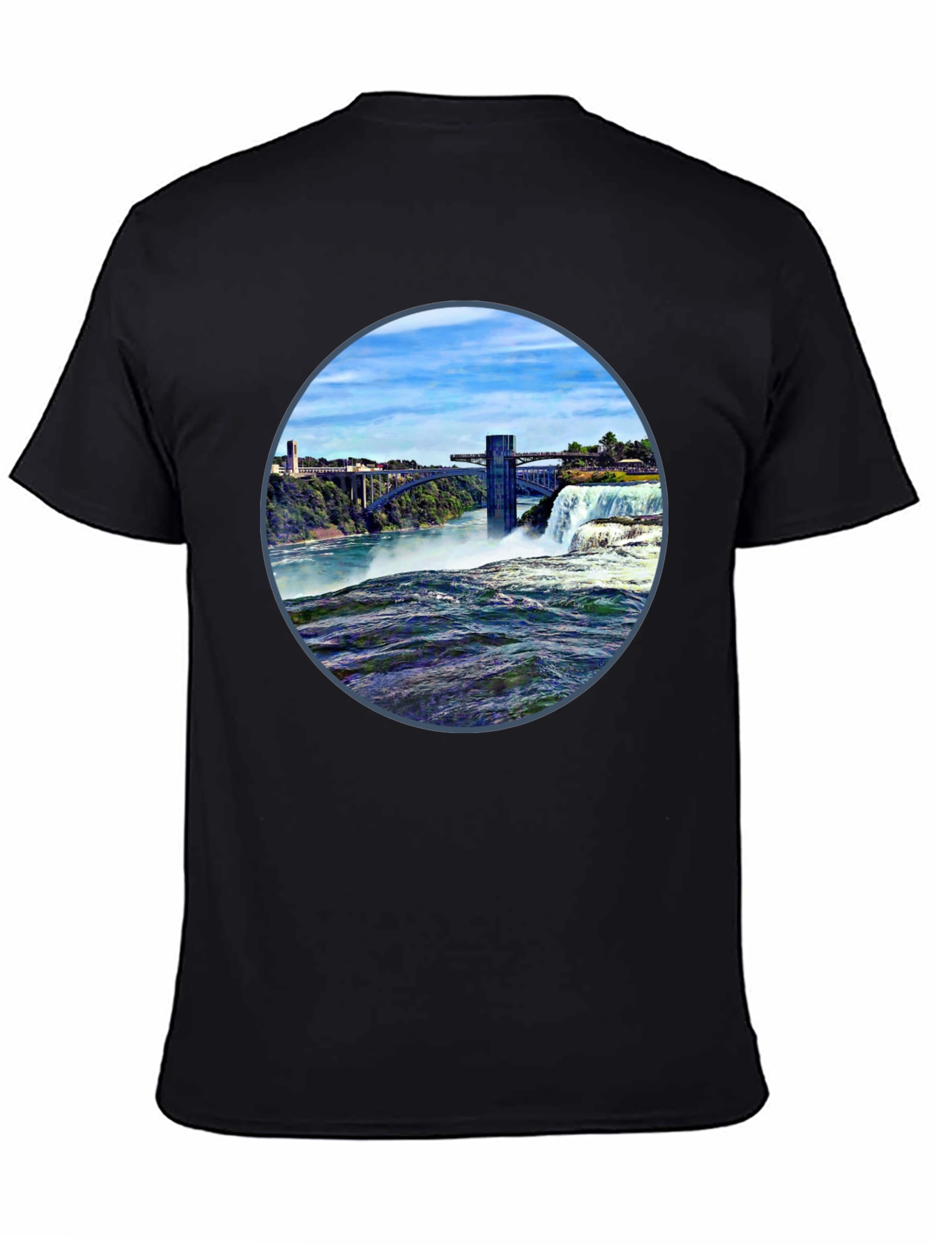 Waterfall Graphic Print Tee - Black