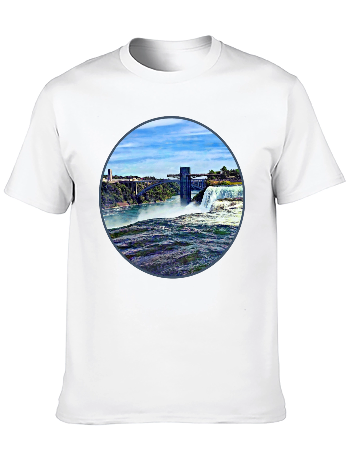 Waterfall Graphic Print Tee - Black