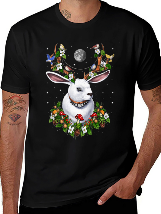 Rabbit Antler Floral Moon T-Shirt
