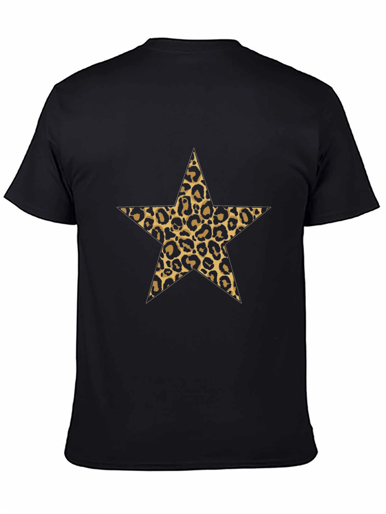 Leopard Star Print Black Tee