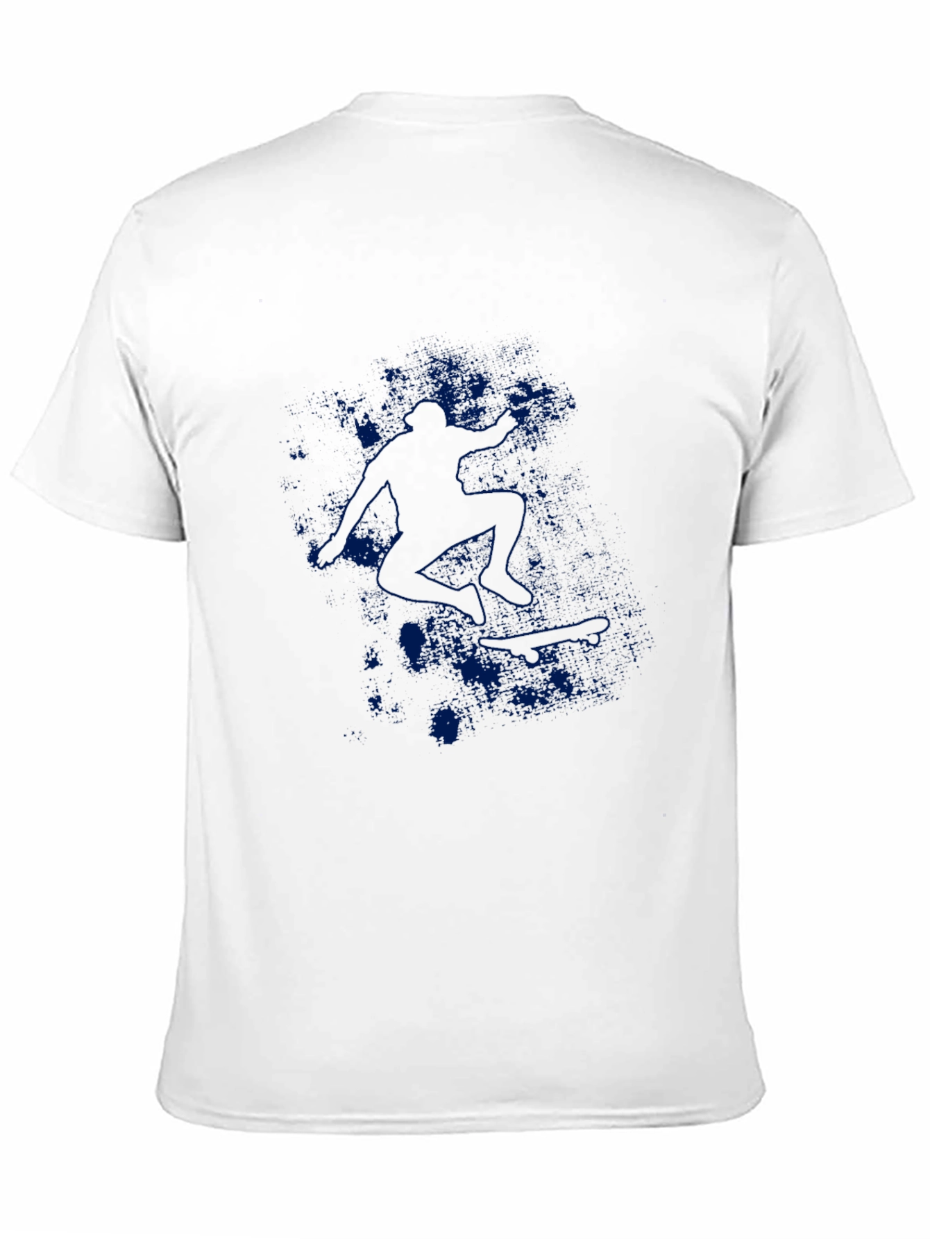 Mens Black Graphic Tee - Blue Skateboarder Design