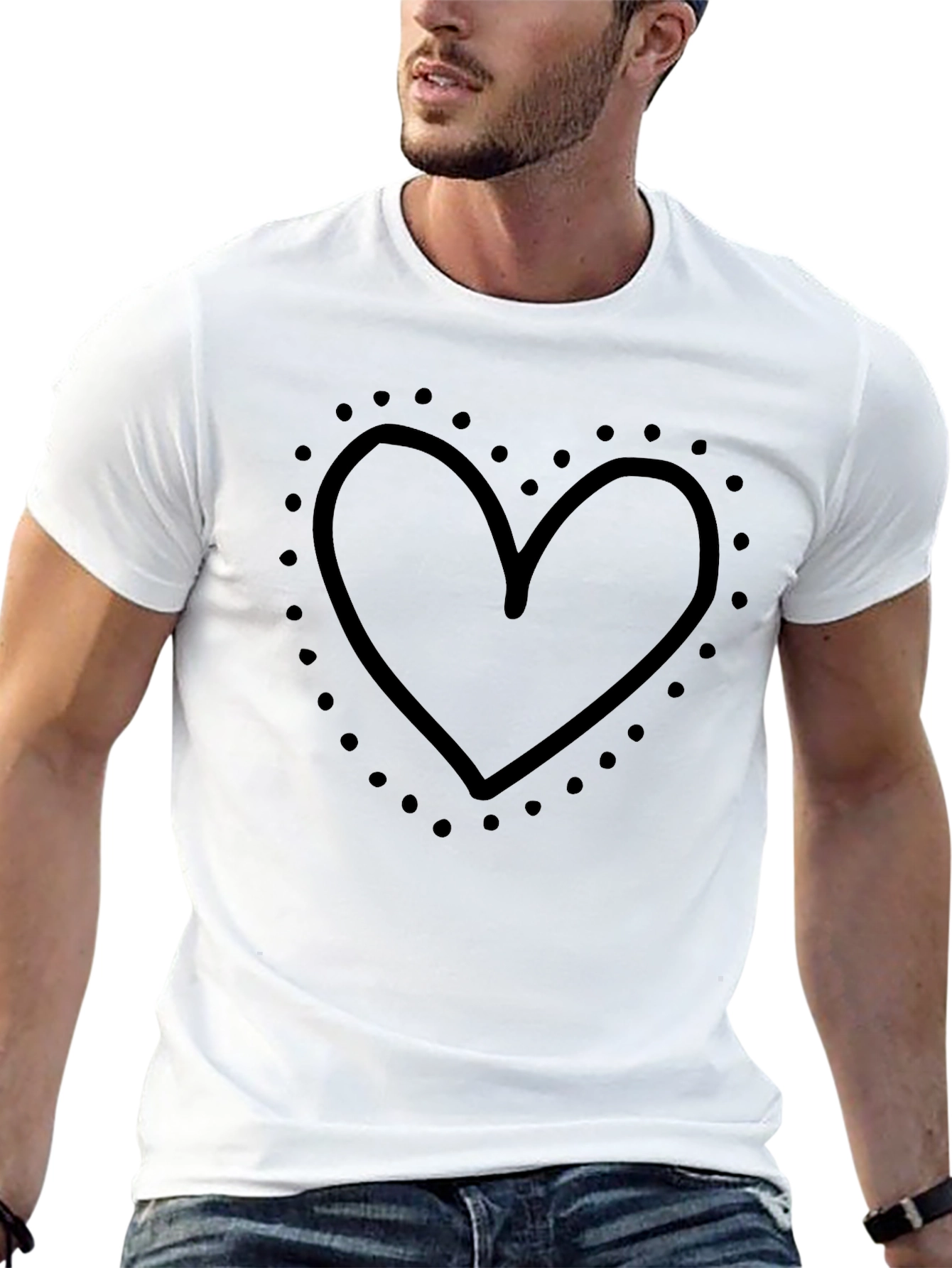Heart Outline Graphic Black T-Shirt