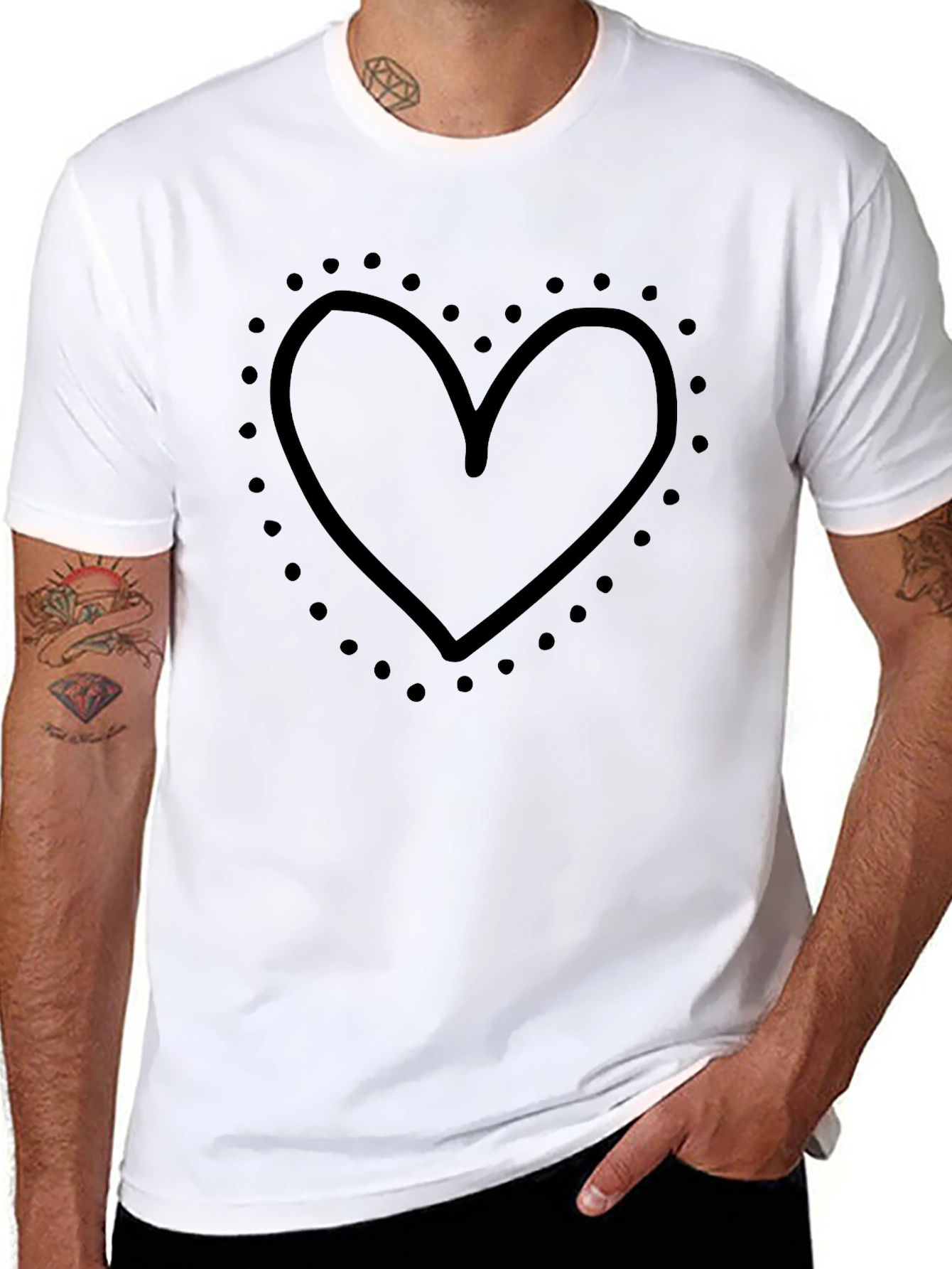 Heart Outline Graphic Black T-Shirt