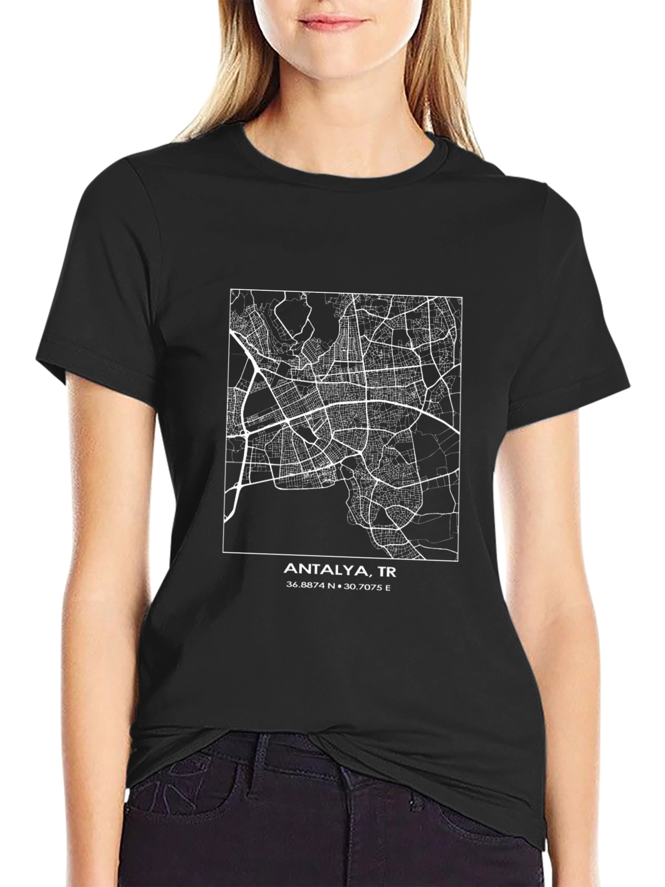 Antalya Turkey Map T-Shirt - Cityscape Tee