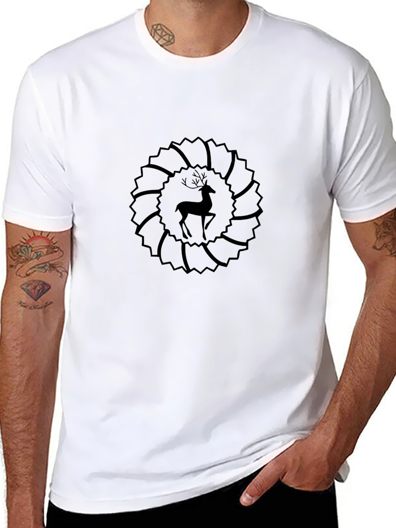 Black Deer Graphic Tee - Circular Design