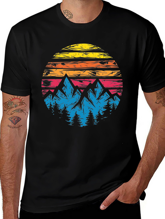 Retro Mountain Sunset Graphic T-Shirt