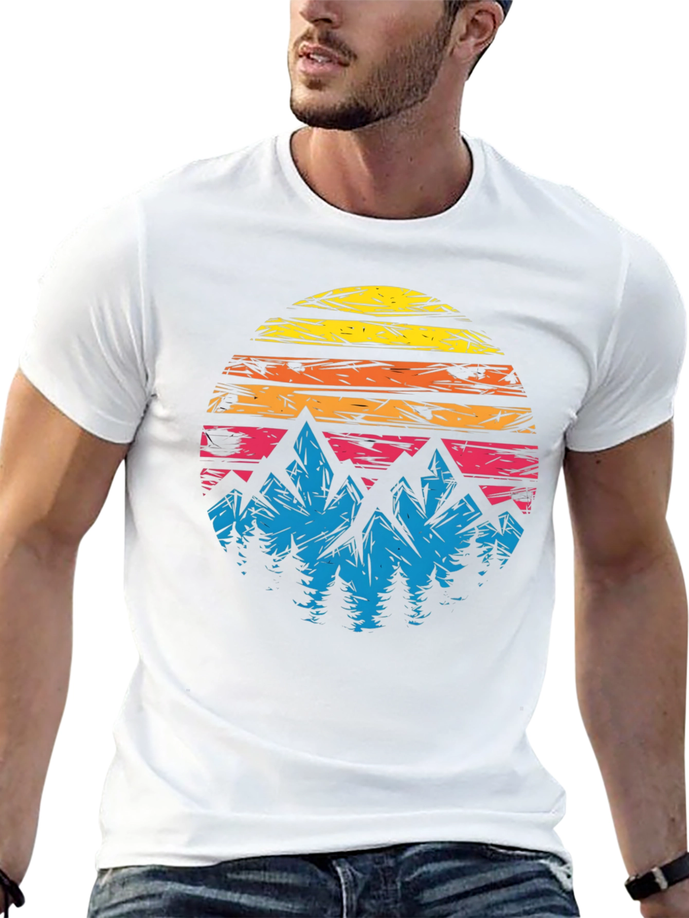 Retro Mountain Sunset Graphic T-Shirt