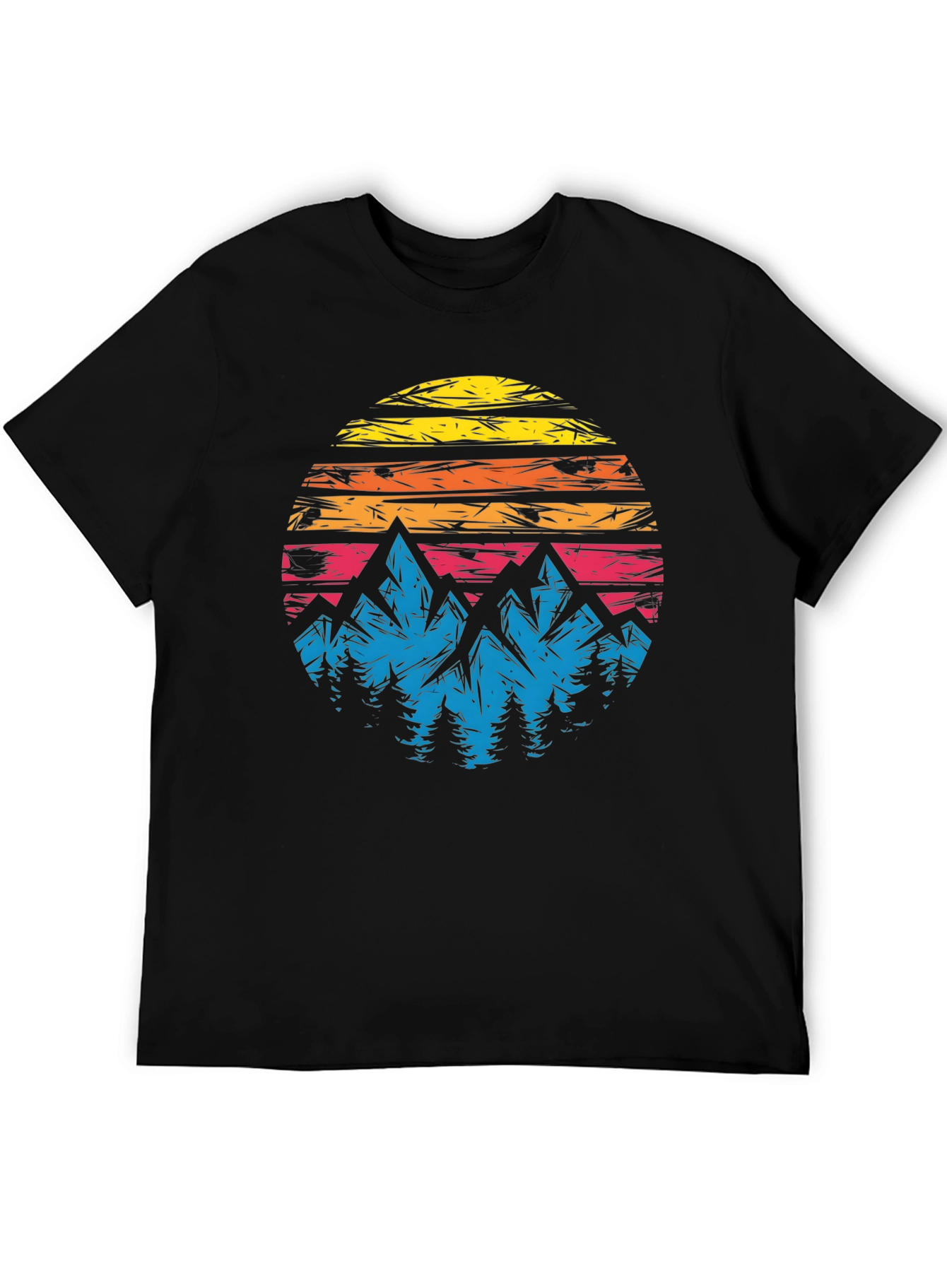 Retro Mountain Sunset Graphic T-Shirt