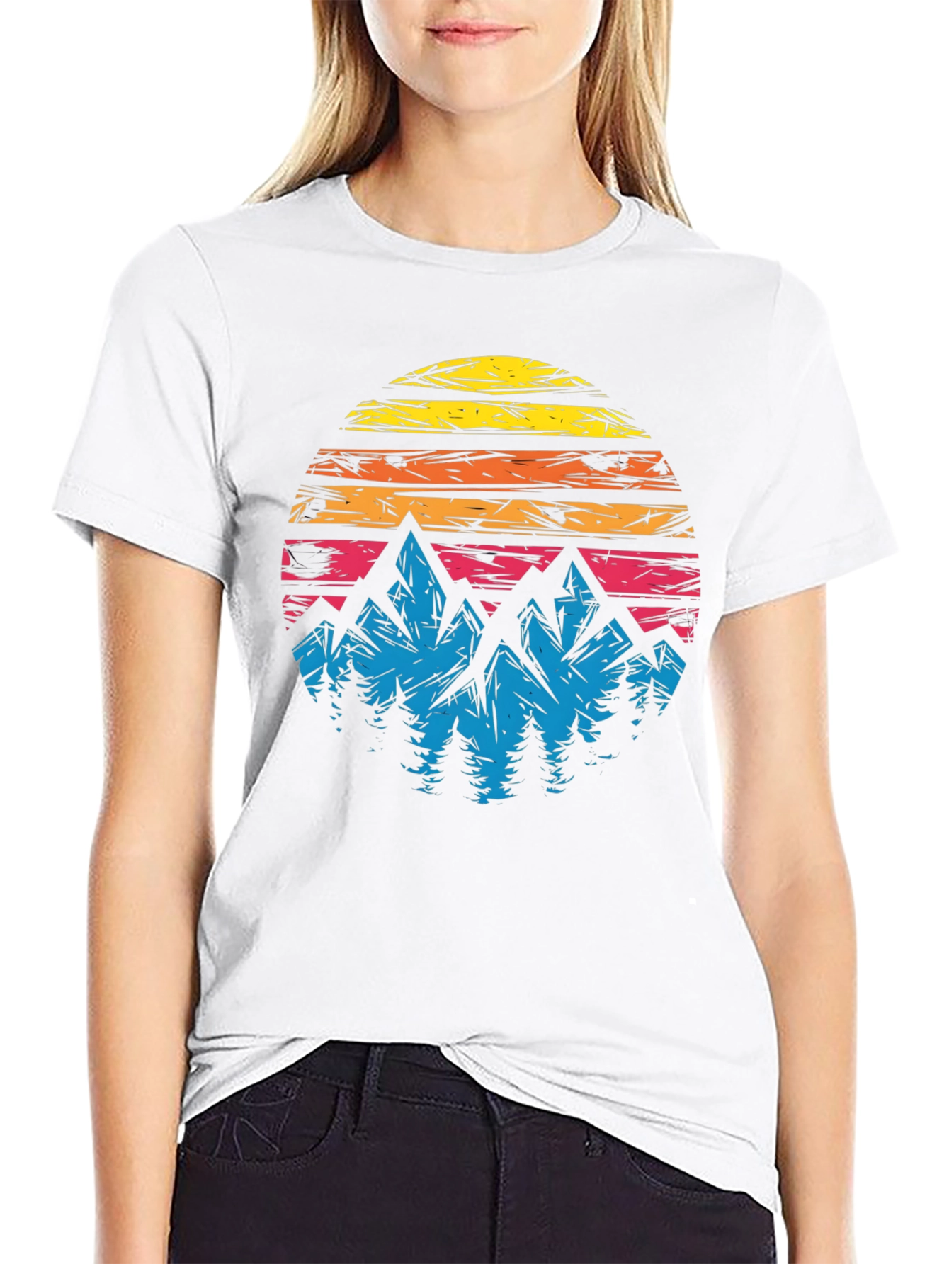 Retro Mountain Sunset Graphic T-Shirt