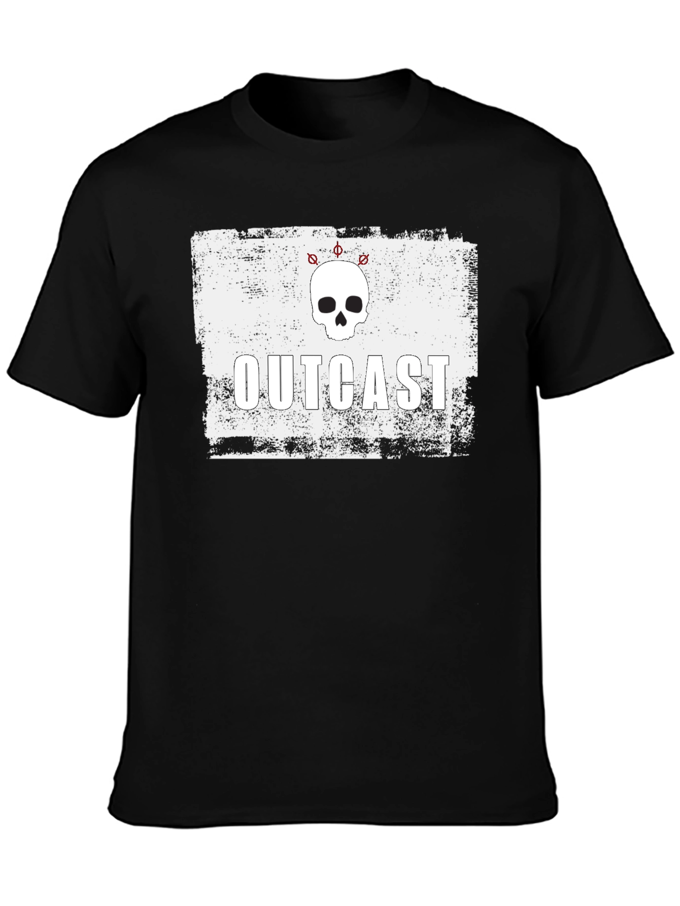 Outcast Skull Graphic T-Shirt - Distressed Style