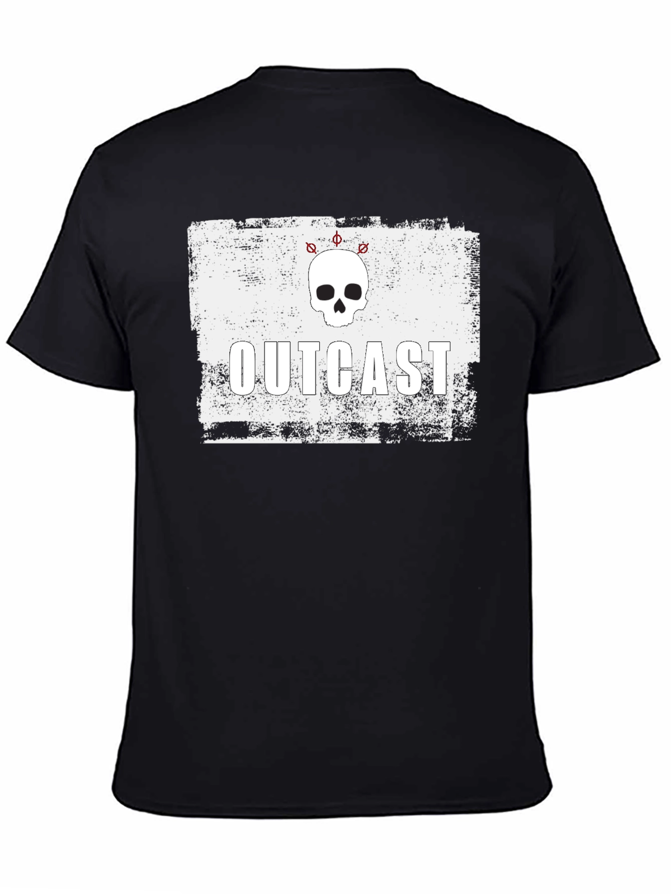 Outcast Skull Graphic T-Shirt - Distressed Style