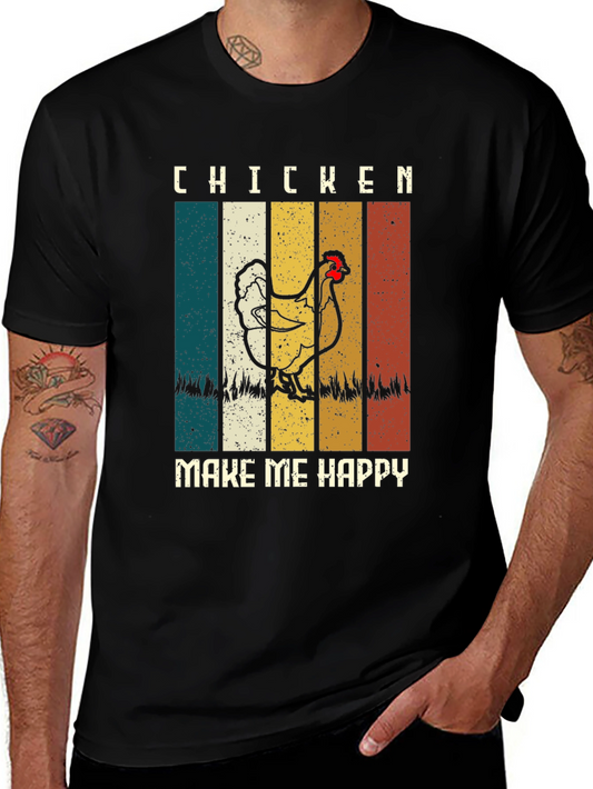 Chicken Make Me Happy Retro T-Shirt