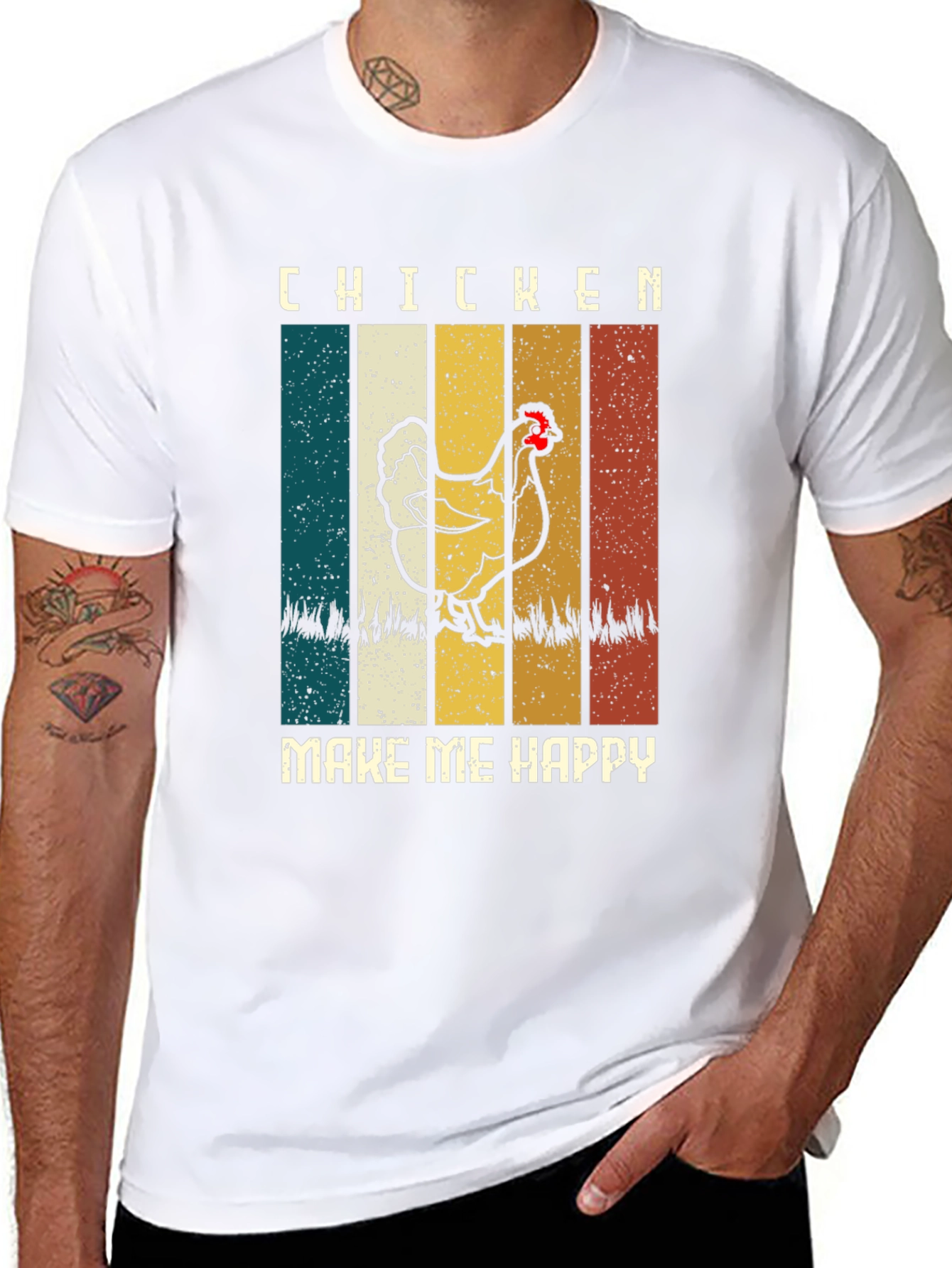 Chicken Make Me Happy Retro T-Shirt