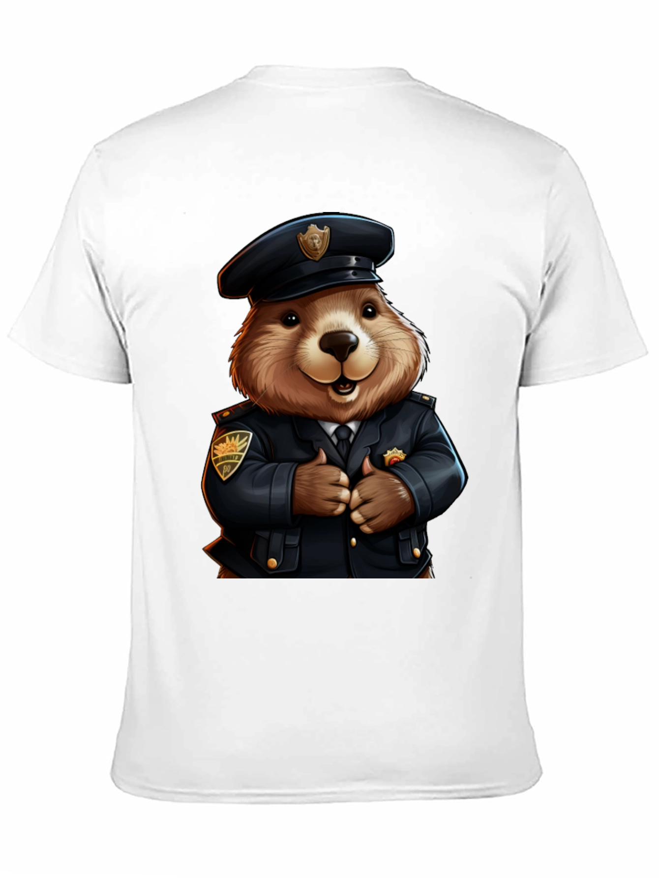 Police Beaver T-Shirt - Cartoon Style