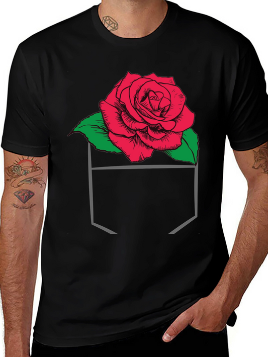 Rose in Pocket Graphic T-Shirt