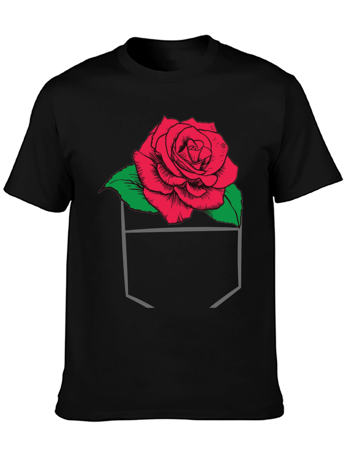 Rose in Pocket Graphic T-Shirt