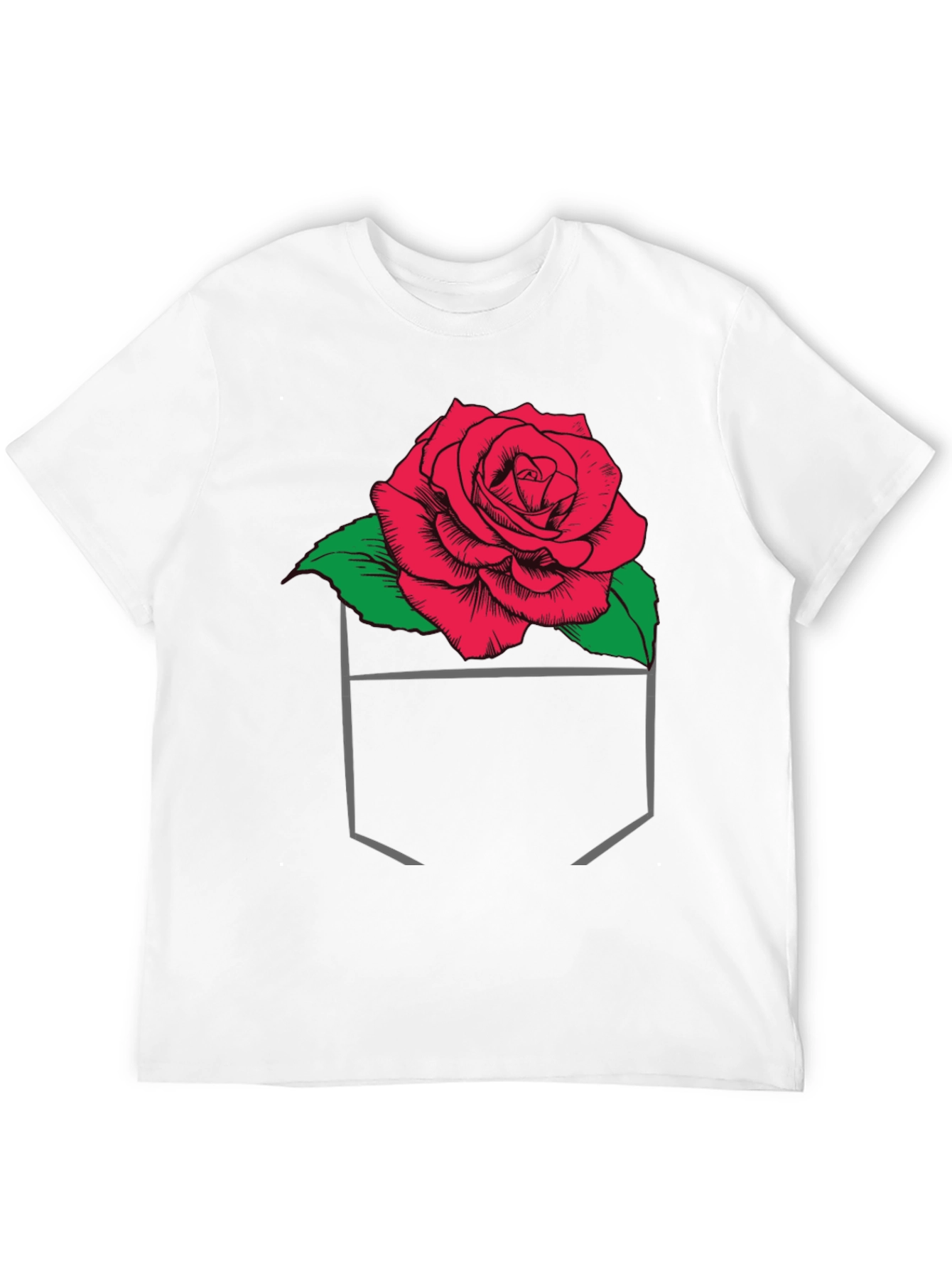 Rose in Pocket Graphic T-Shirt