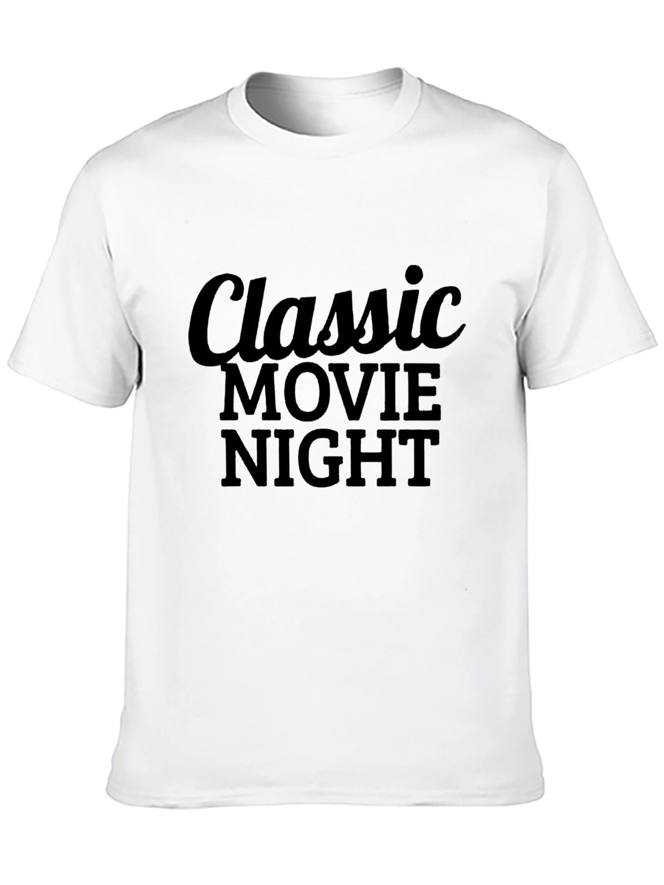 Classic Movie Night Graphic Tee - Black Cotton T-Shirt