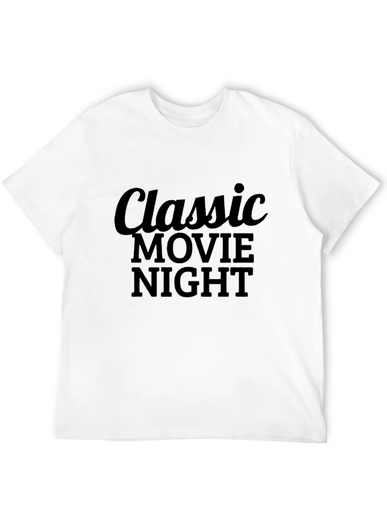 Classic Movie Night Graphic Tee - Black Cotton T-Shirt