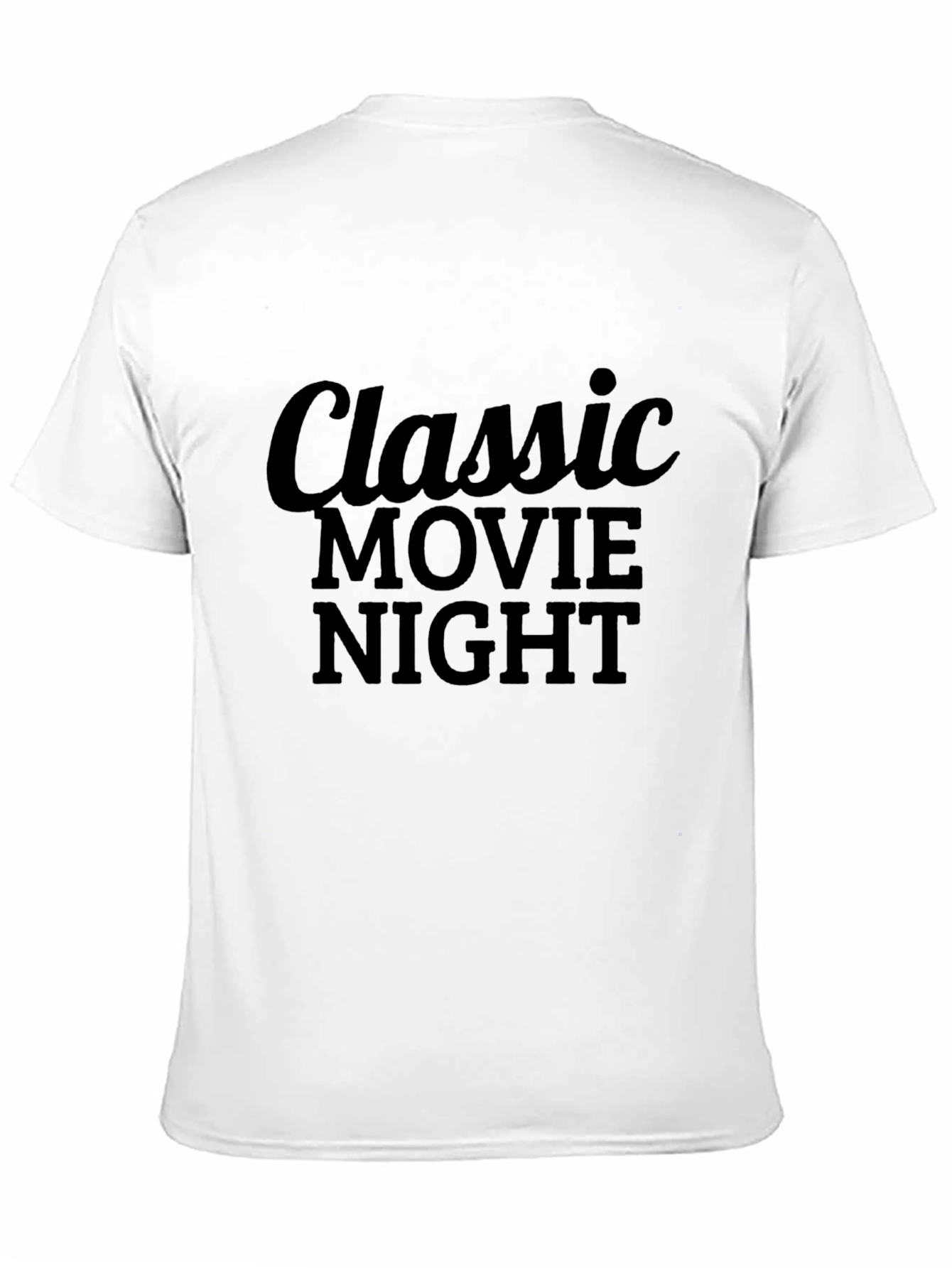 Classic Movie Night Graphic Tee - Black Cotton T-Shirt