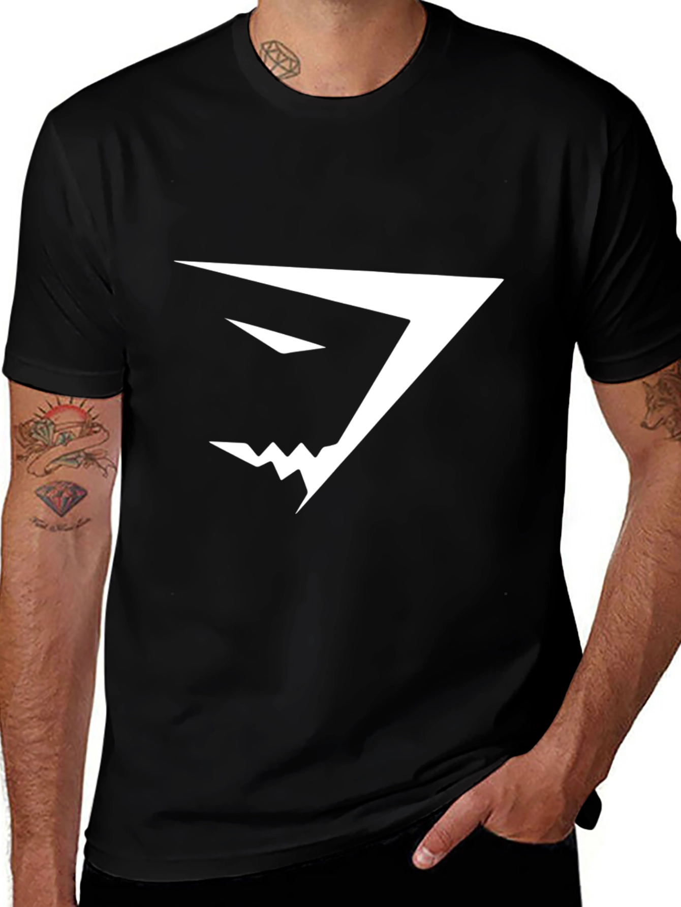 Mens Black T-Shirt with White Gym Logo