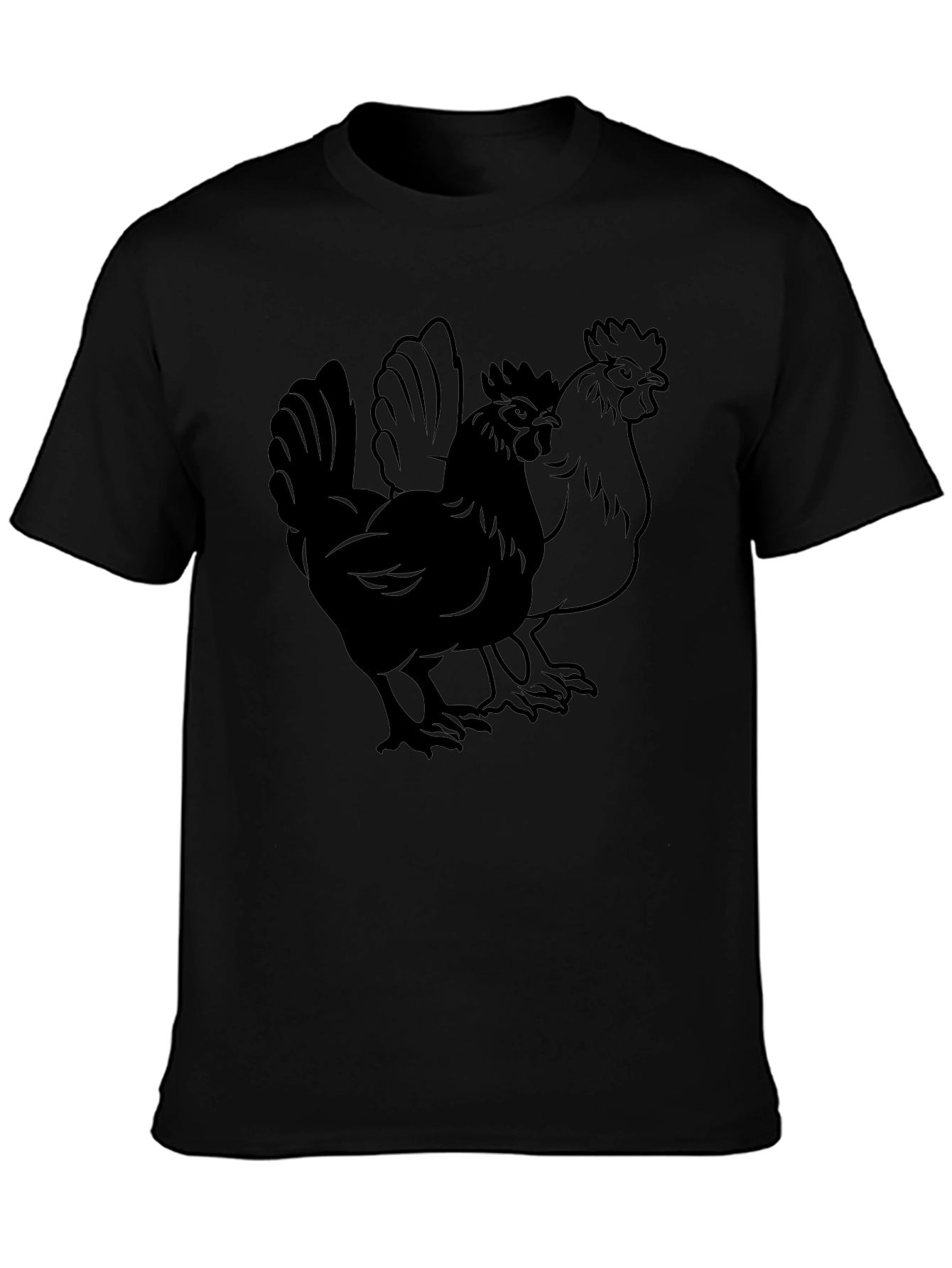 Rooster Graphic T-Shirt - Black Cotton Tee