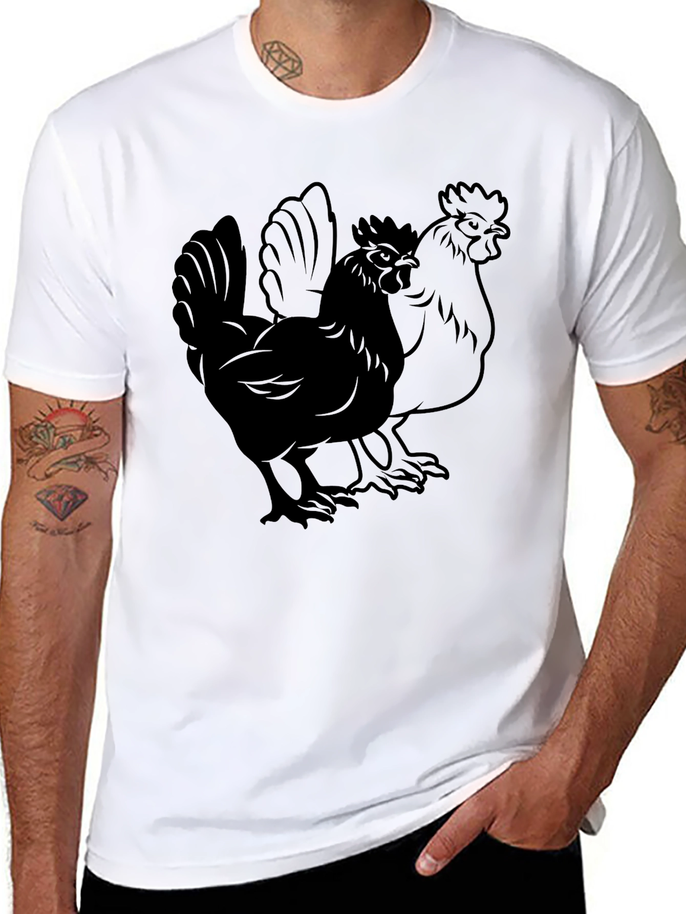 Rooster Graphic T-Shirt - Black Cotton Tee