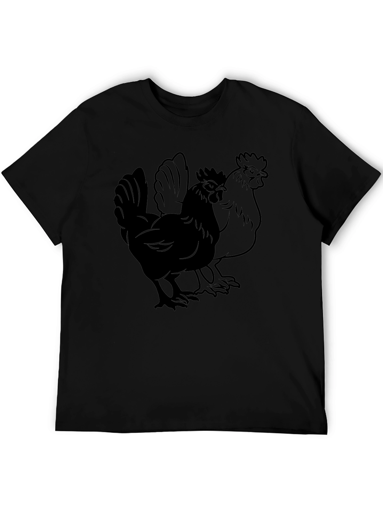 Rooster Graphic T-Shirt - Black Cotton Tee
