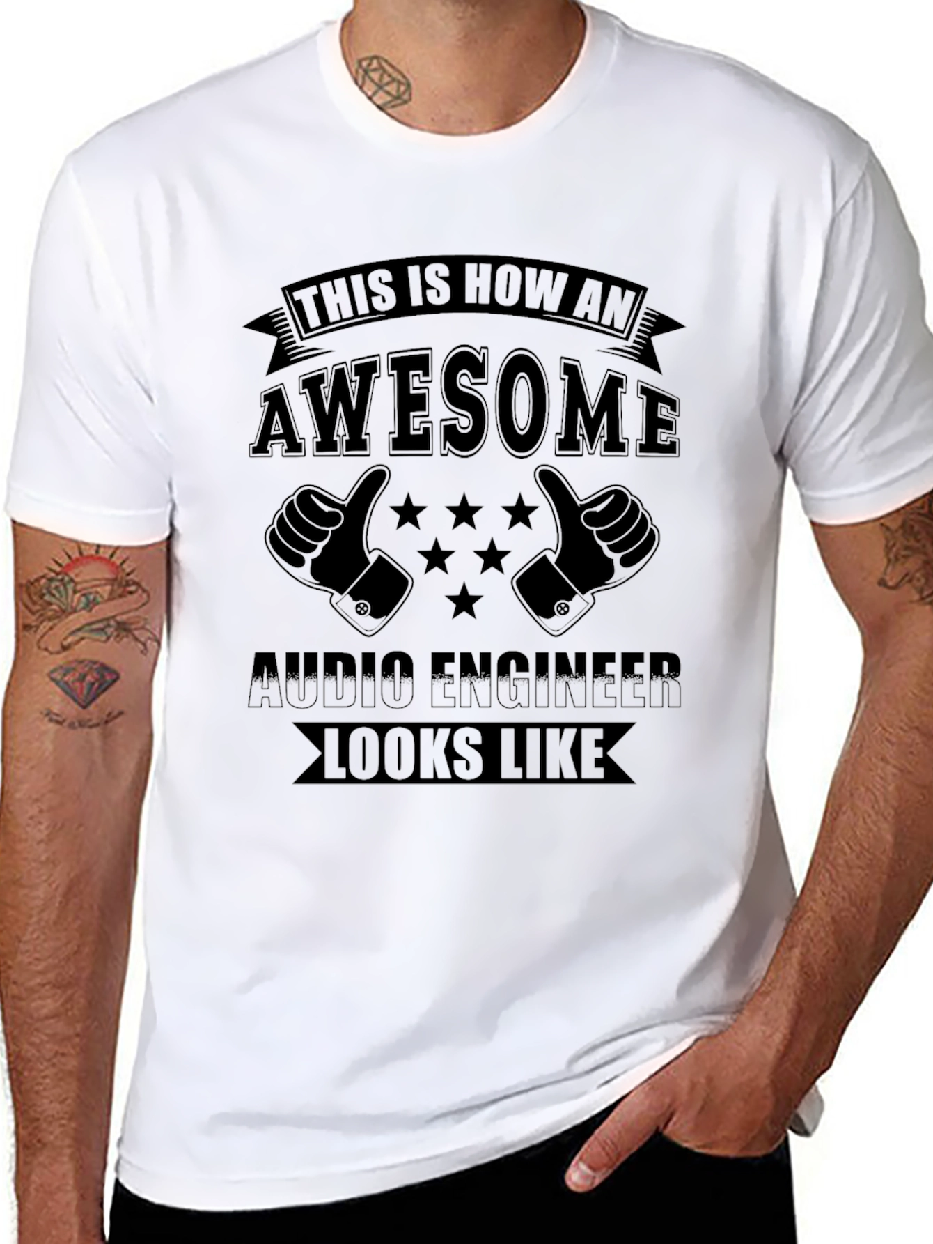 Awesome Audio Engineer Black Graphic T-Shirt