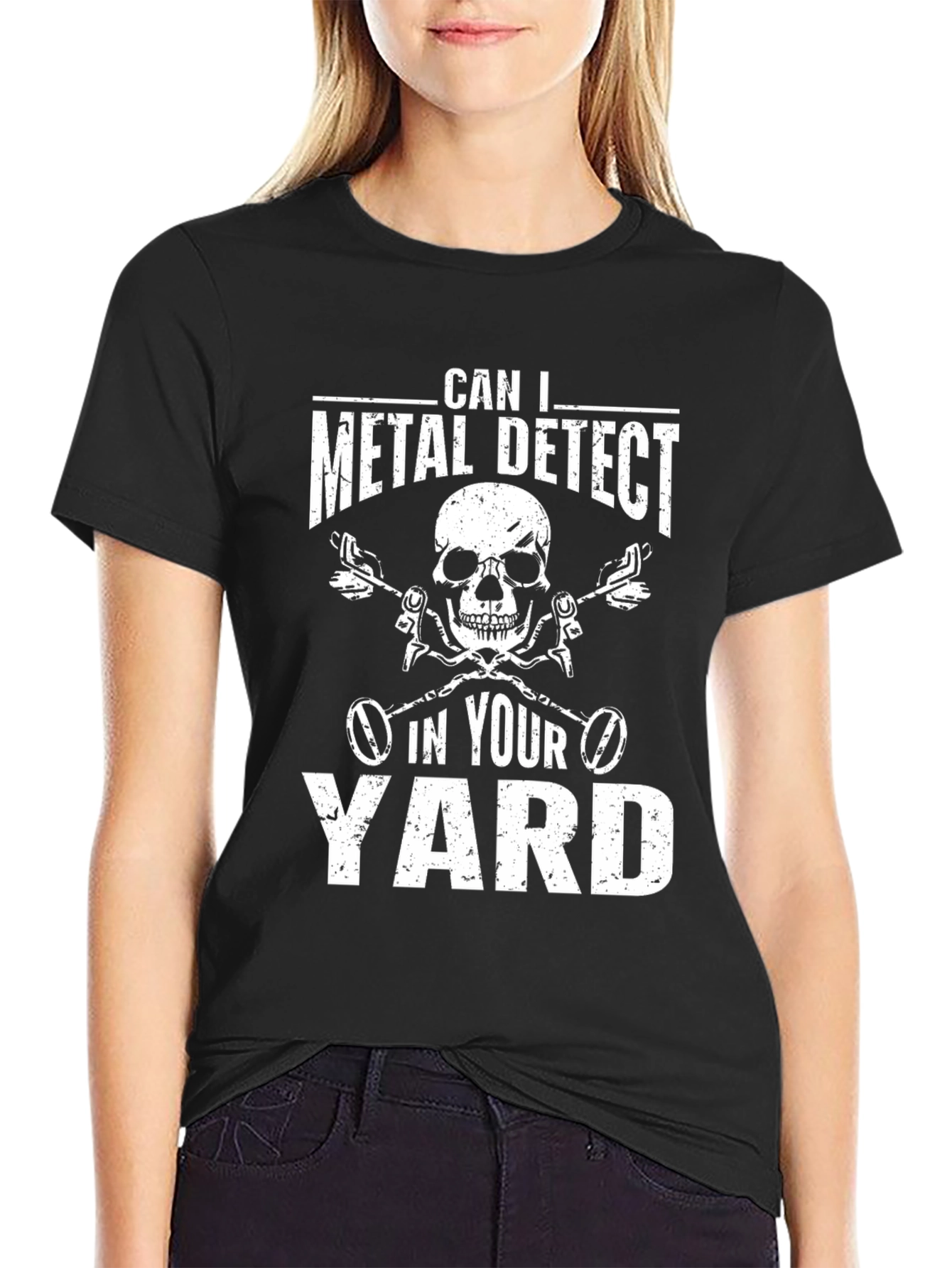 Metal Detecting Skull Graphic T-Shirt