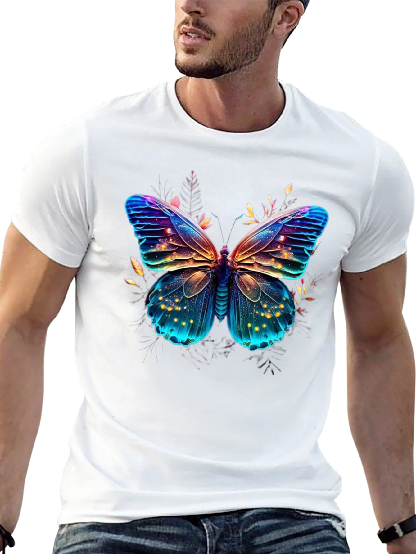 Butterfly Graphic Print Mens T-Shirt