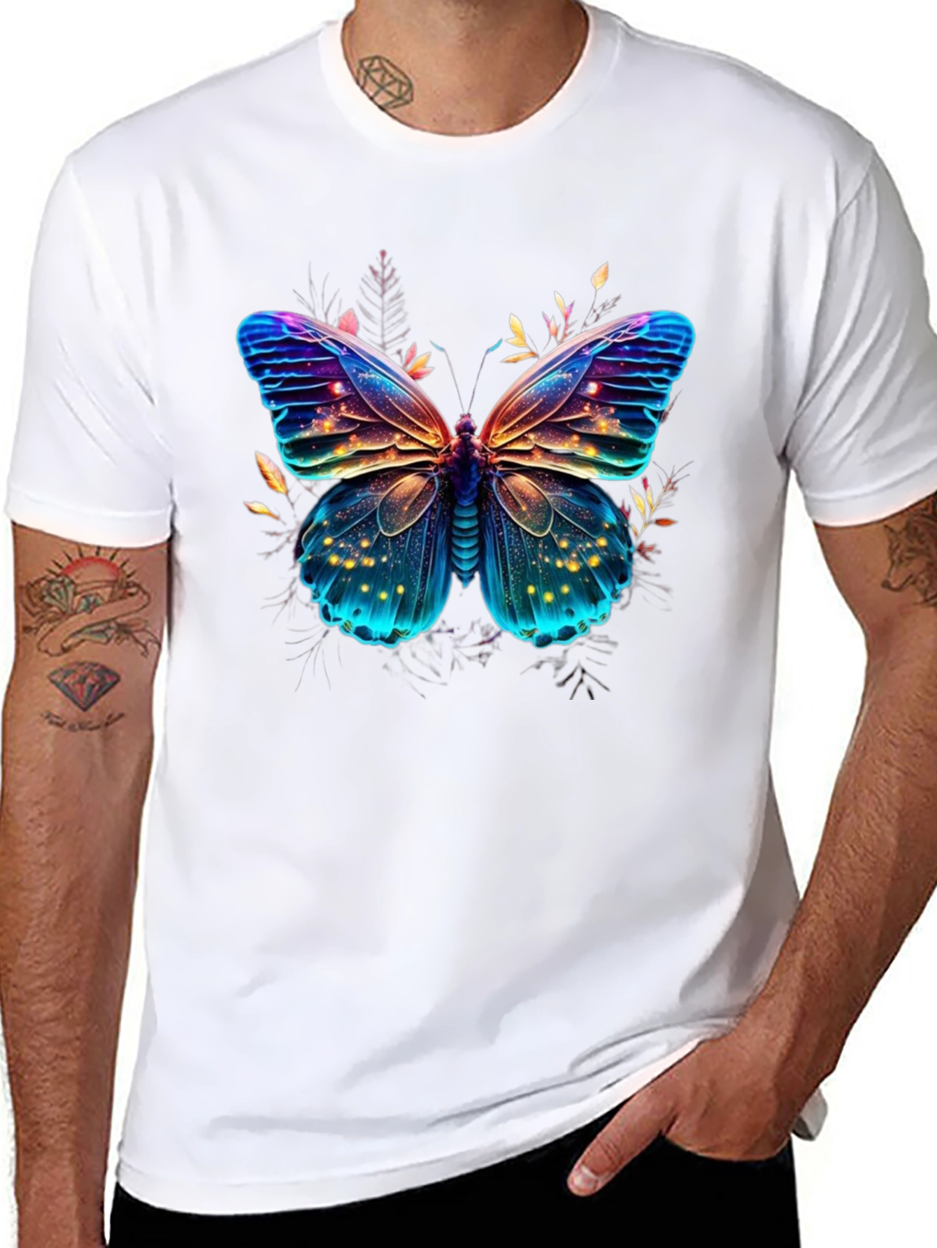 Butterfly Graphic Print Mens T-Shirt