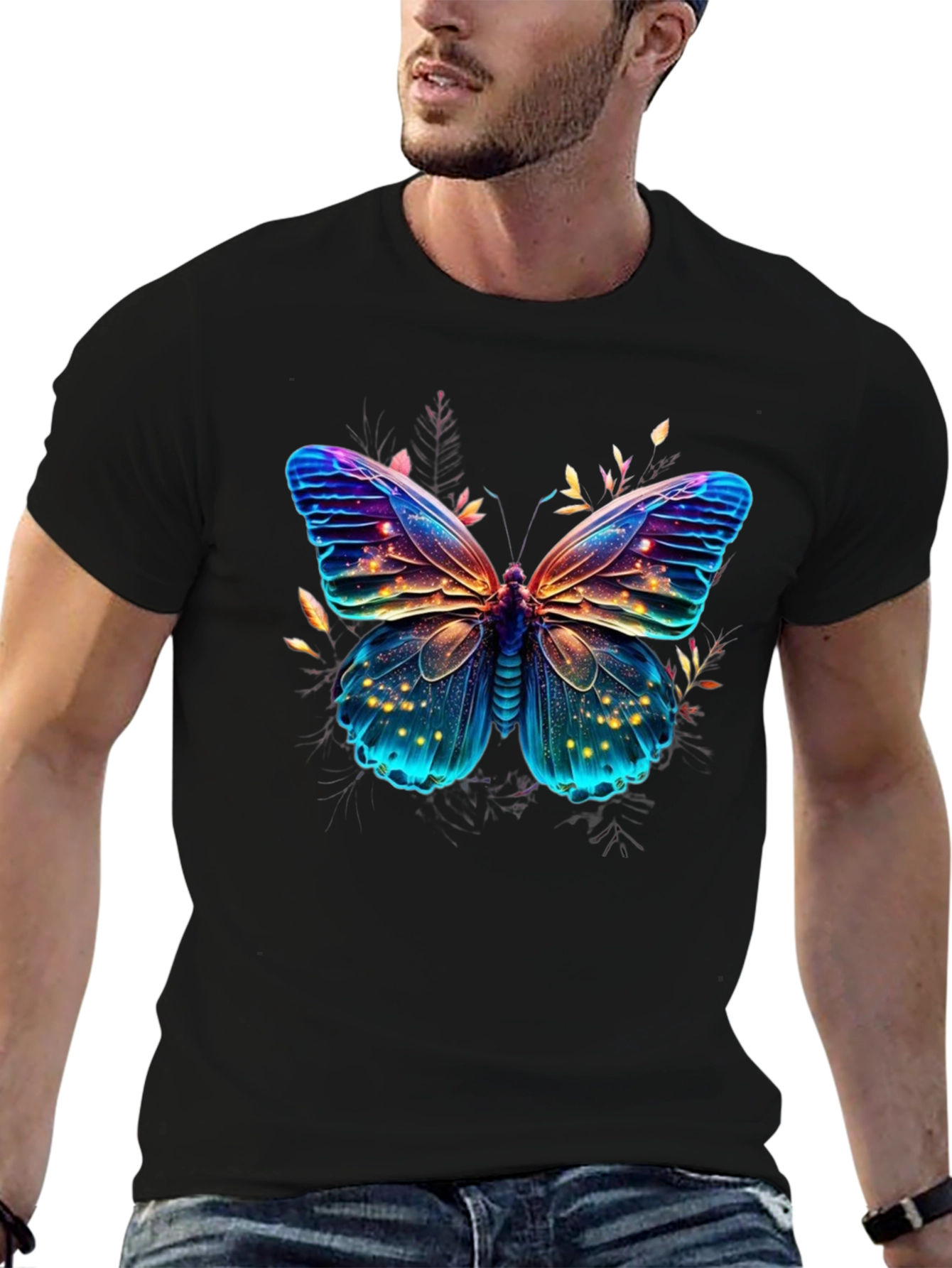 Butterfly Graphic Print Mens T-Shirt