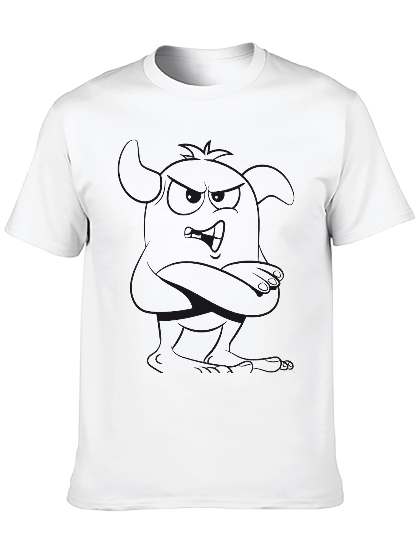 Mens Black Graphic Tee - Cartoon Figure