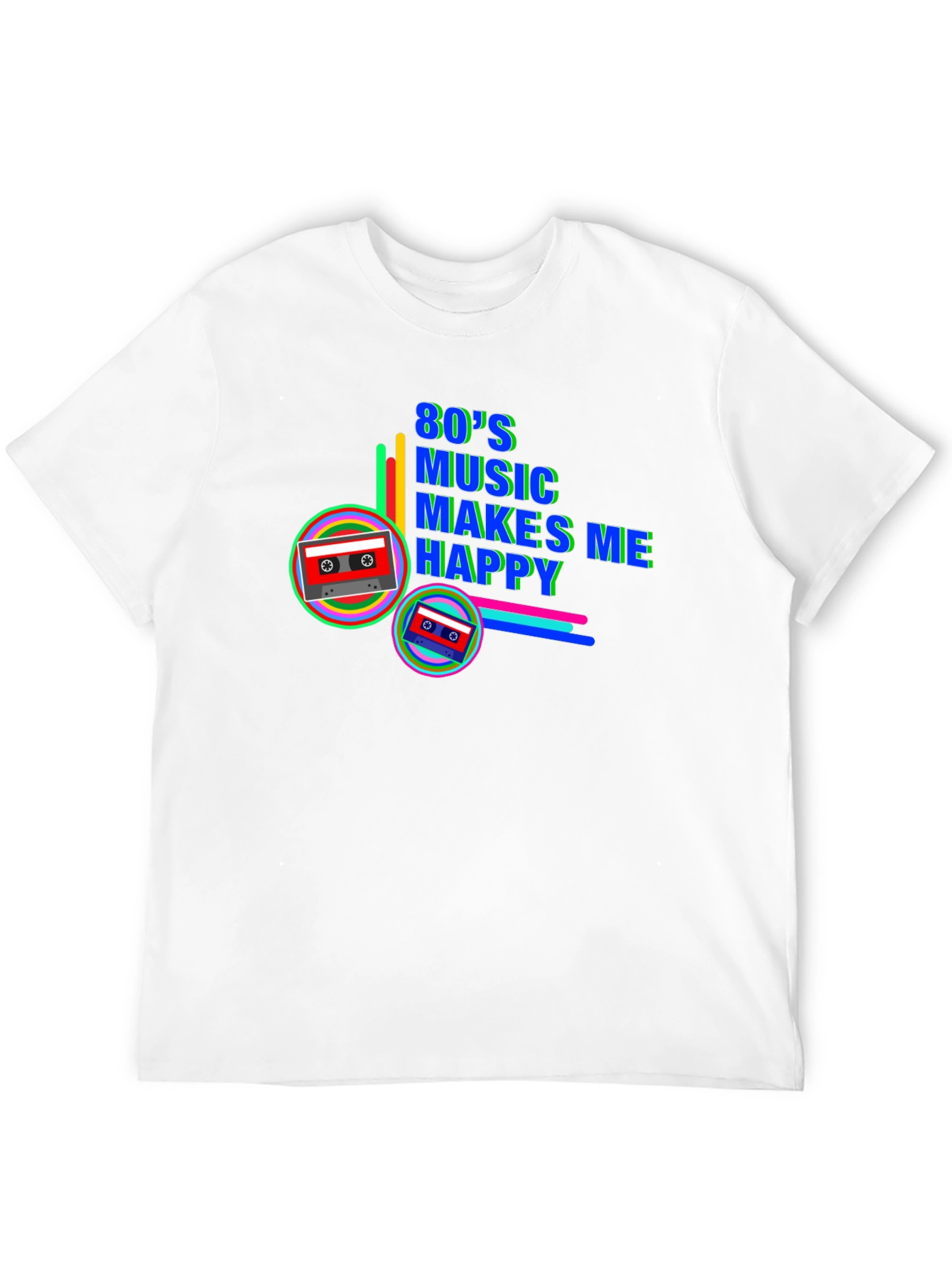 80s Music Makes Me Happy Retro Cassette Tape T-Shirt