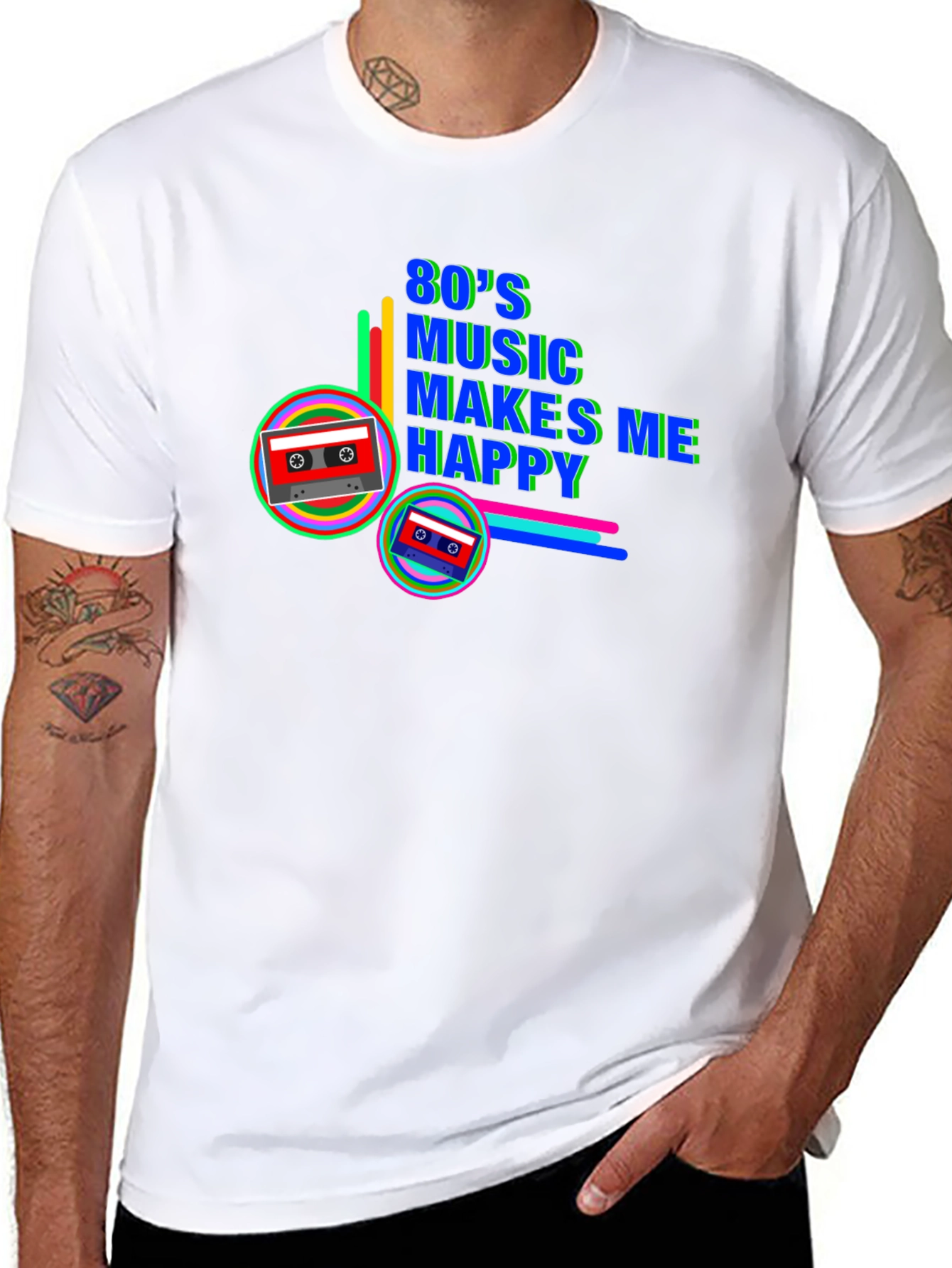 80s Music Makes Me Happy Retro Cassette Tape T-Shirt