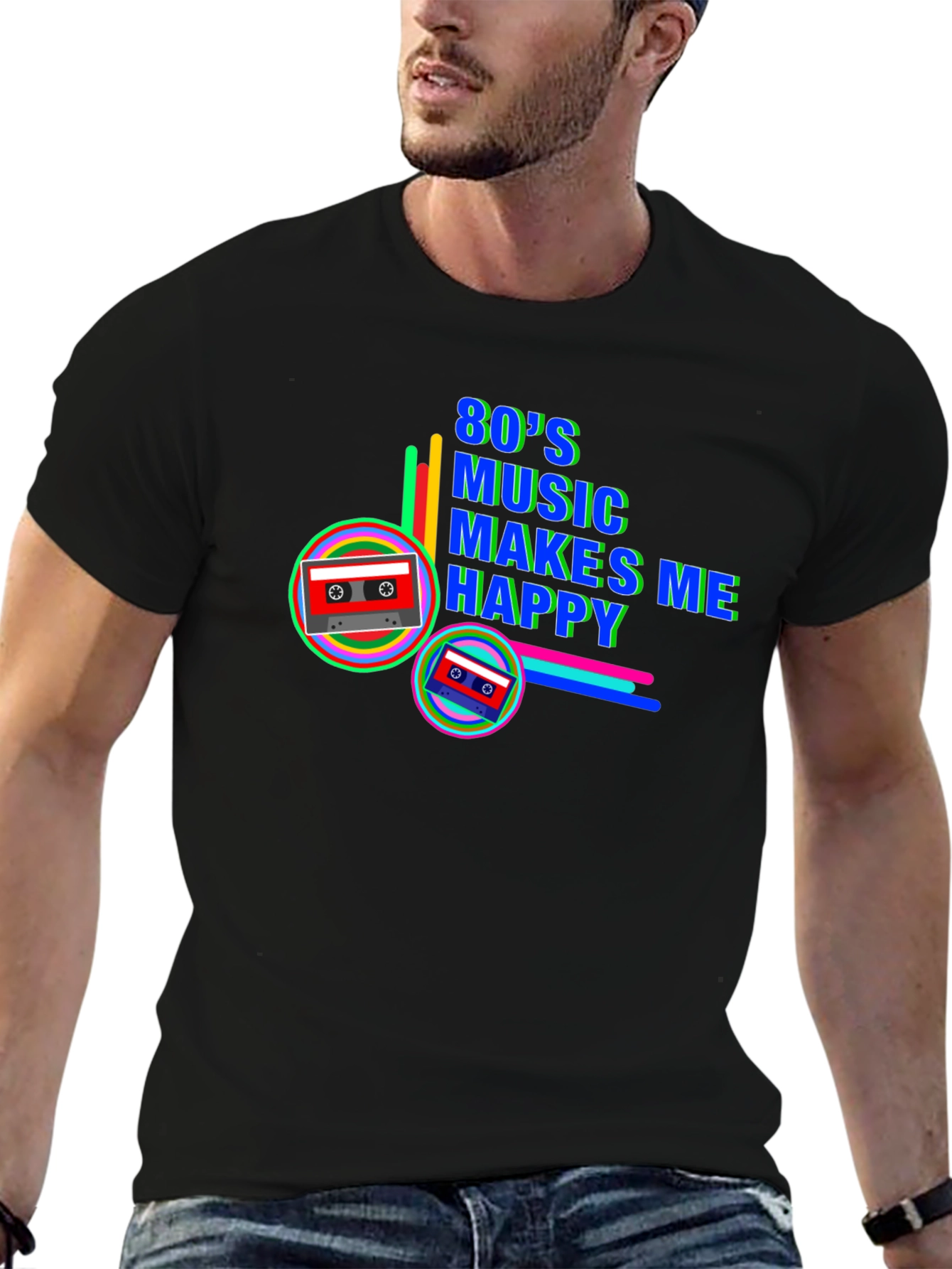 80s Music Makes Me Happy Retro Cassette Tape T-Shirt