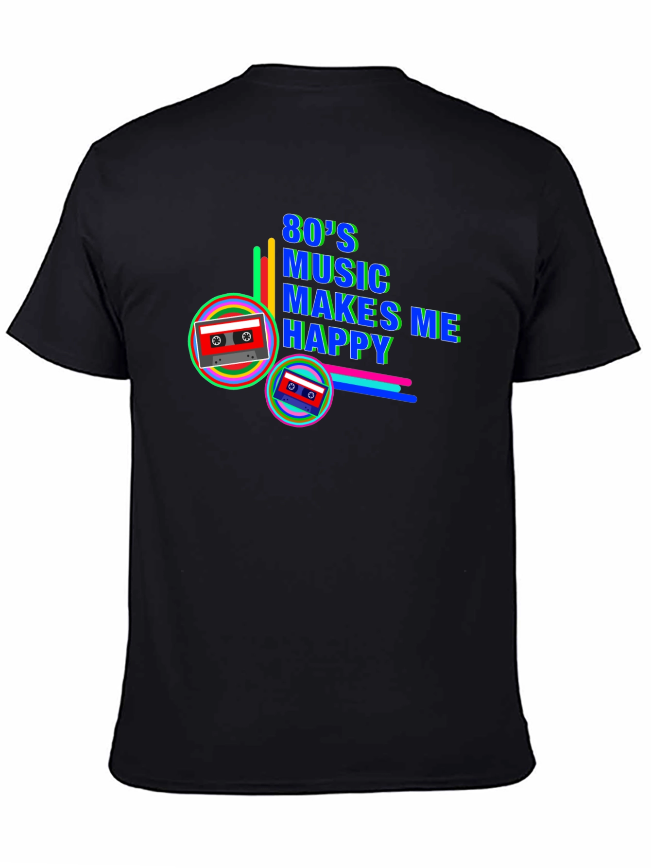 80s Music Makes Me Happy Retro Cassette Tape T-Shirt