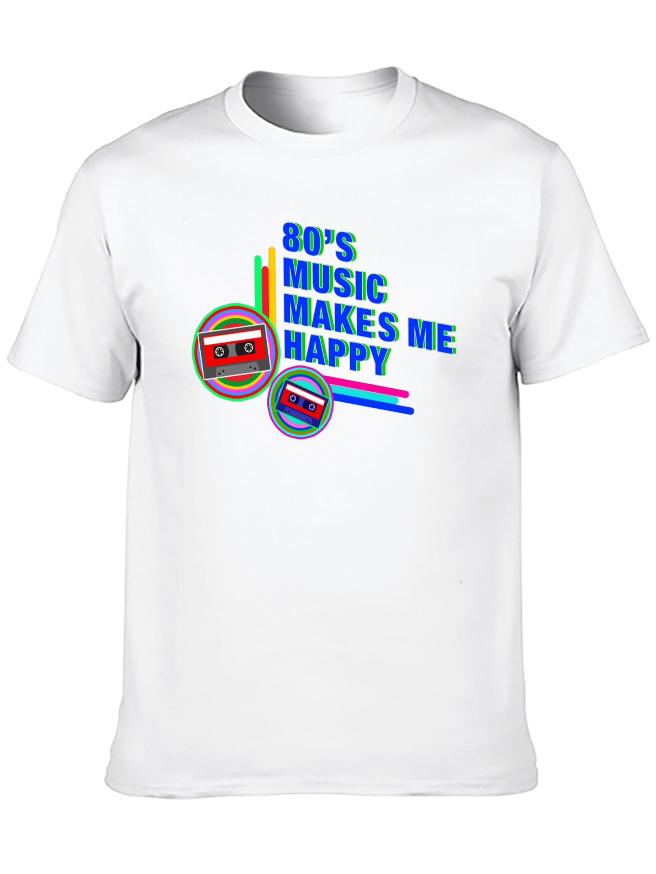 80s Music Makes Me Happy Retro Cassette Tape T-Shirt