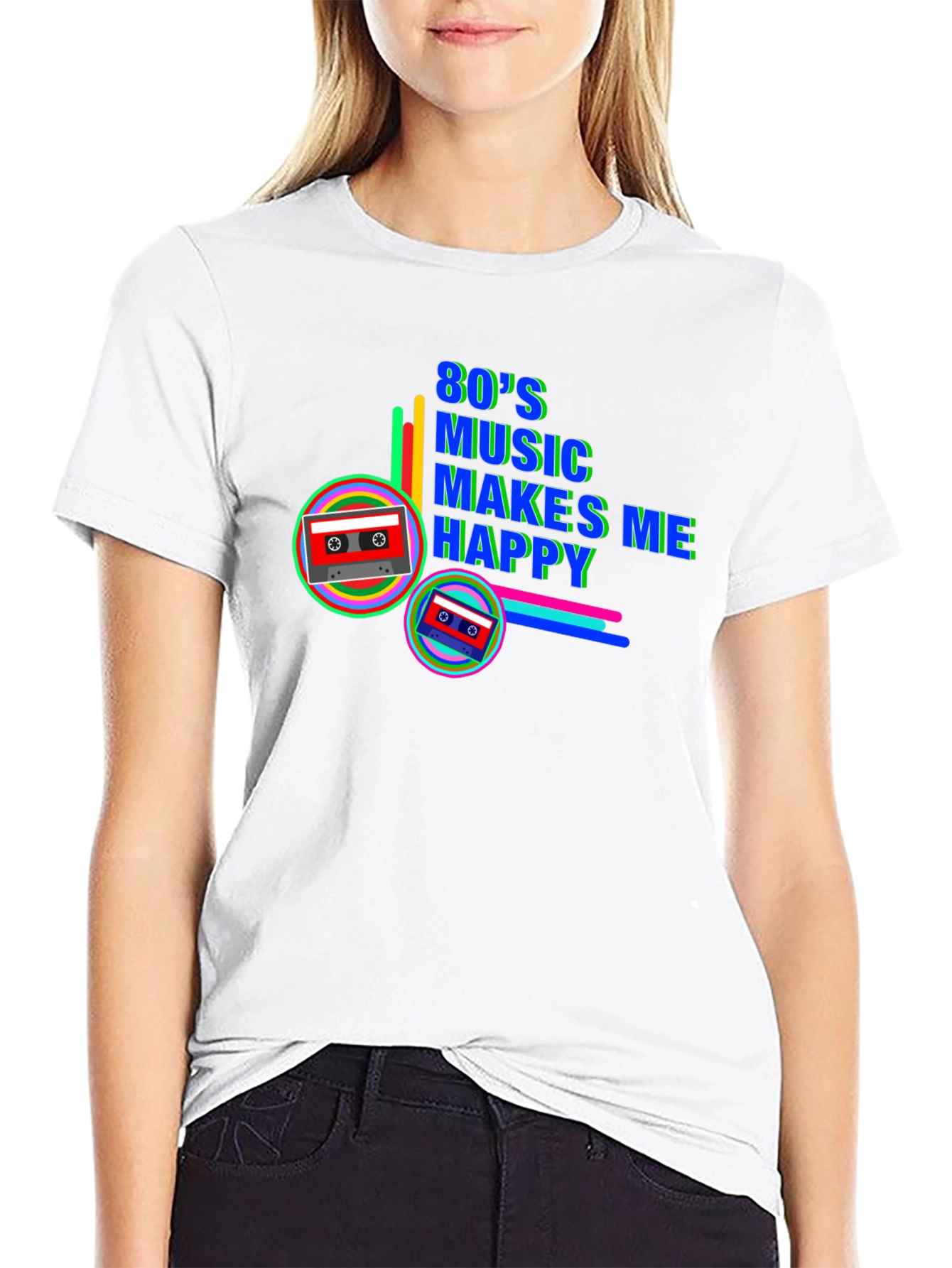 80s Music Makes Me Happy Retro Cassette Tape T-Shirt