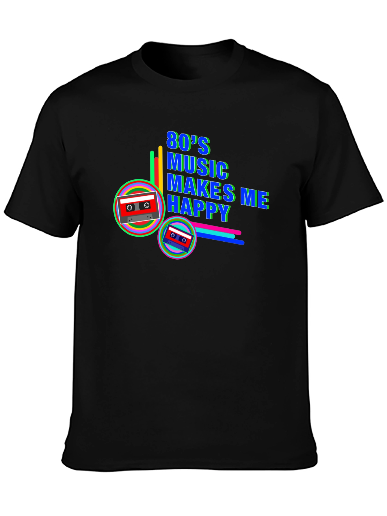 80s Music Makes Me Happy Retro Cassette Tape T-Shirt