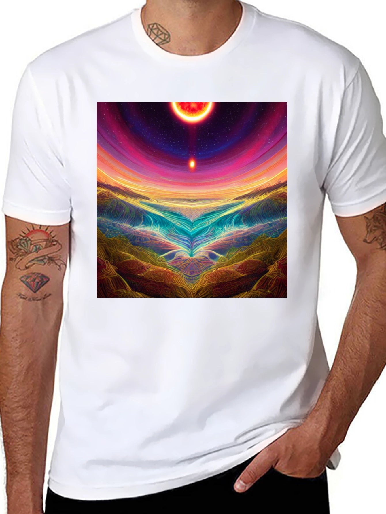 Cosmic Landscape Graphic Tee - Mens Black T-Shirt
