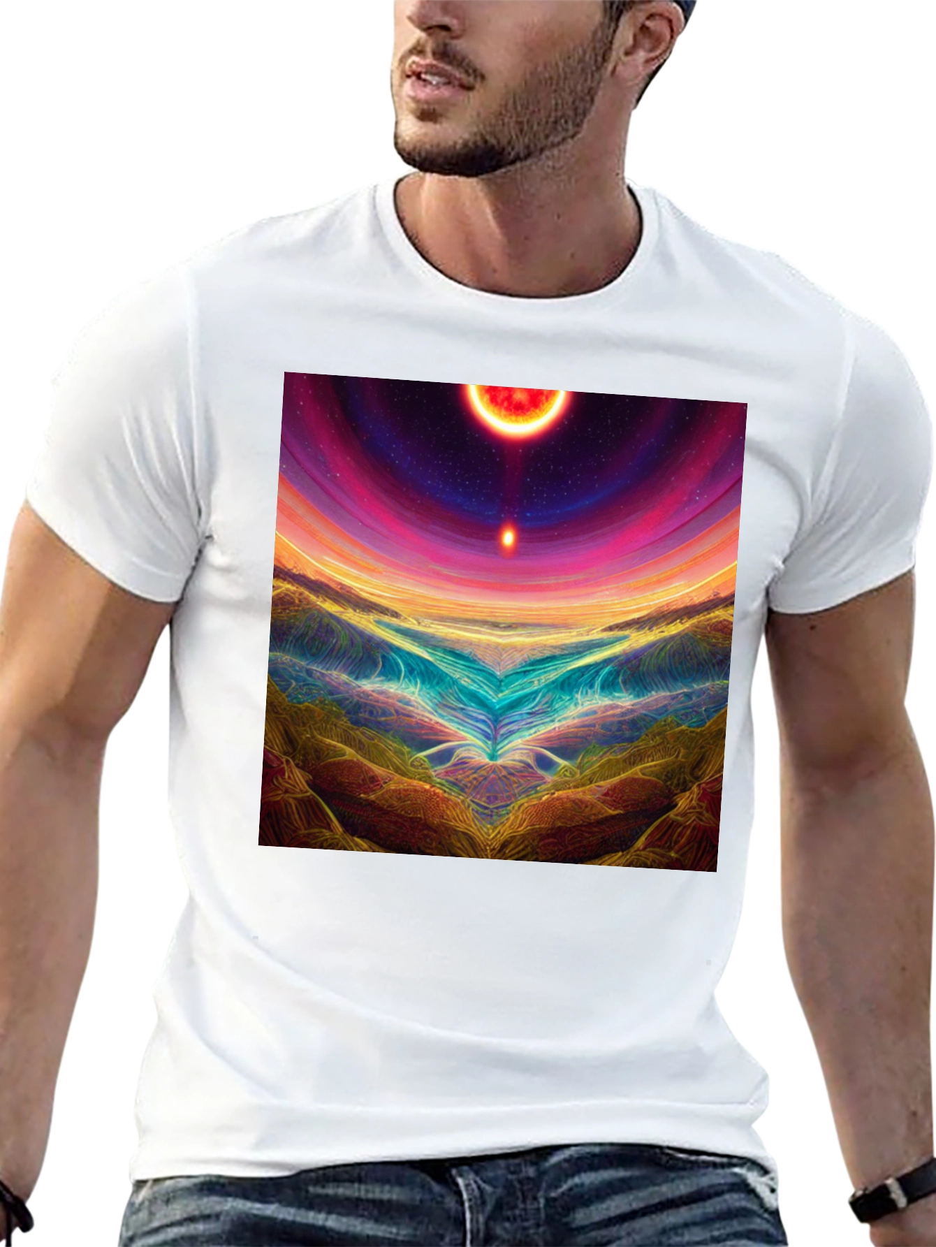 Cosmic Landscape Graphic Tee - Mens Black T-Shirt