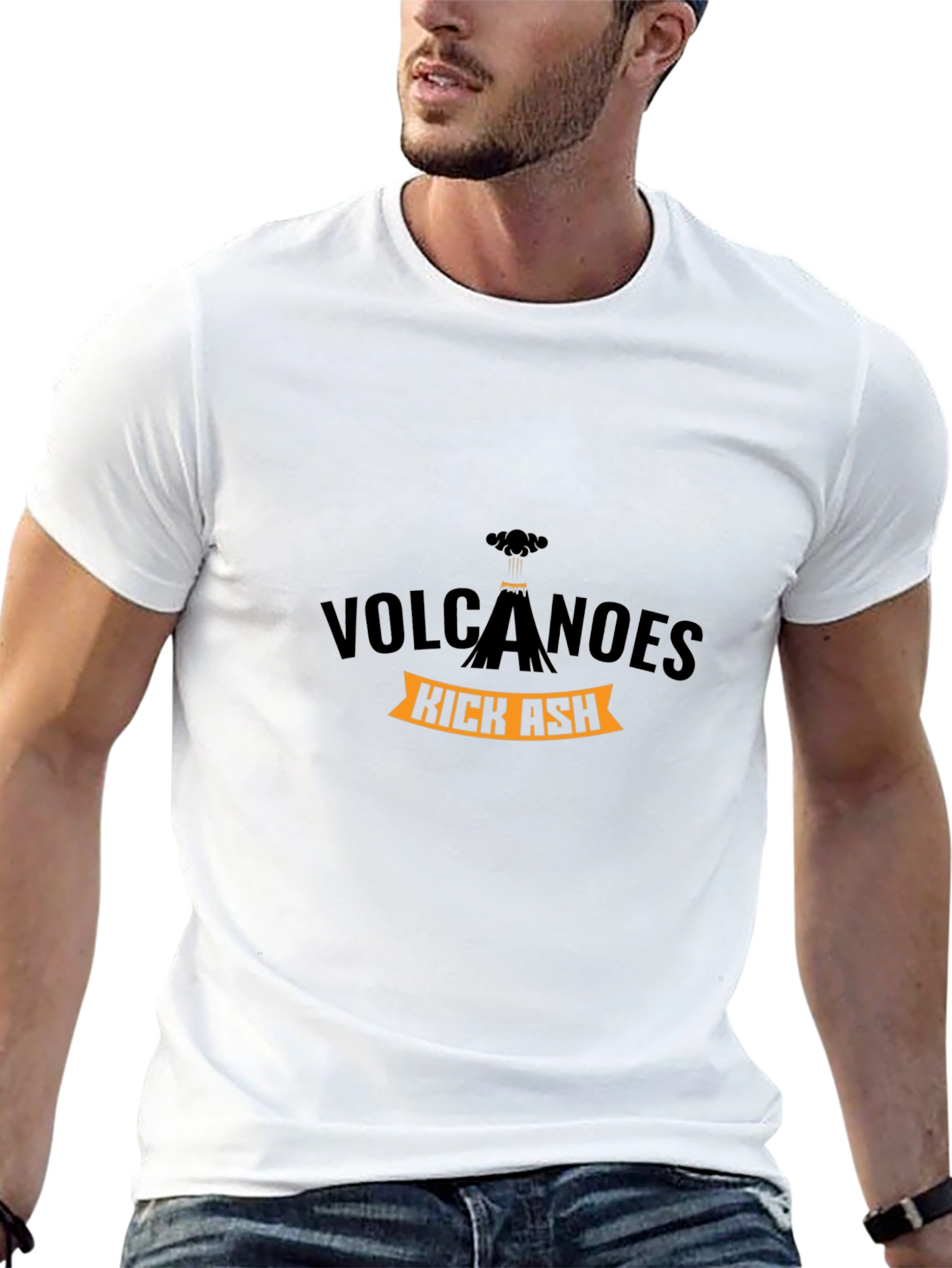 Volcanoes Kick Ash Black Graphic T-Shirt