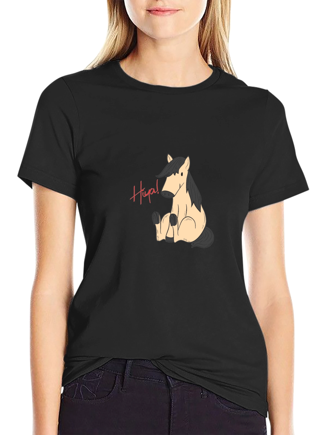 Hiya! Horse Graphic Black T-Shirt
