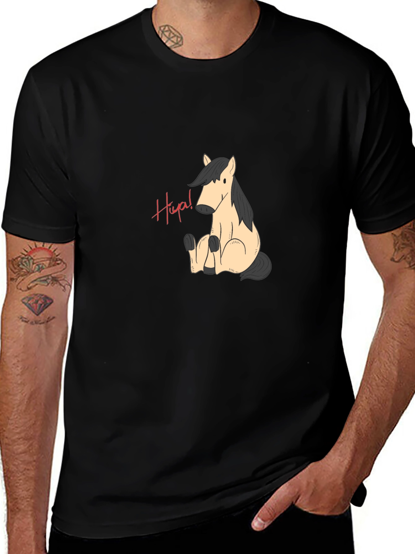 Hiya! Horse Graphic Black T-Shirt