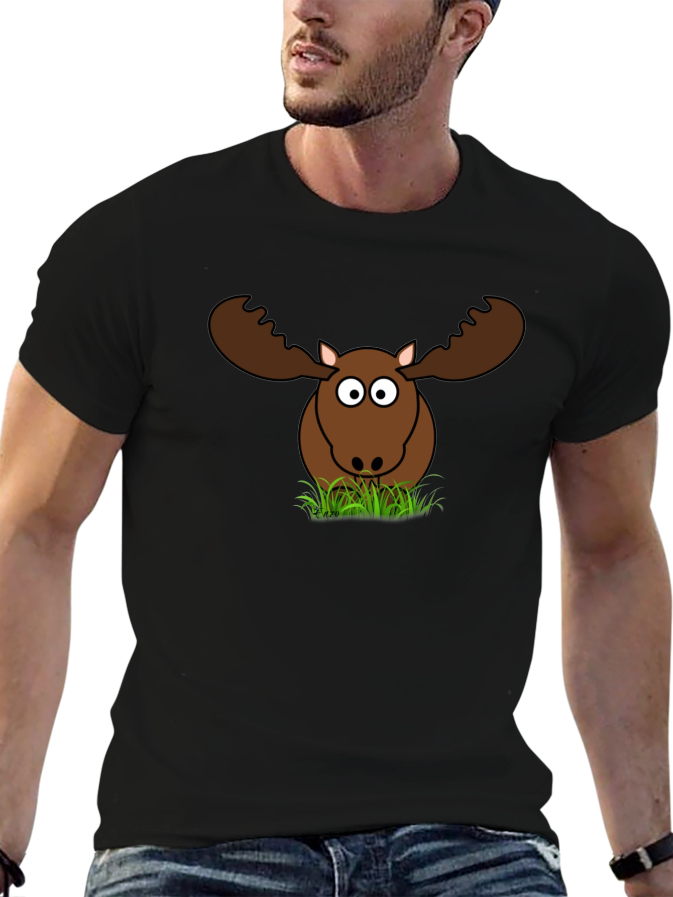 Funny Moose Graphic T-Shirt - Black Cotton Tee