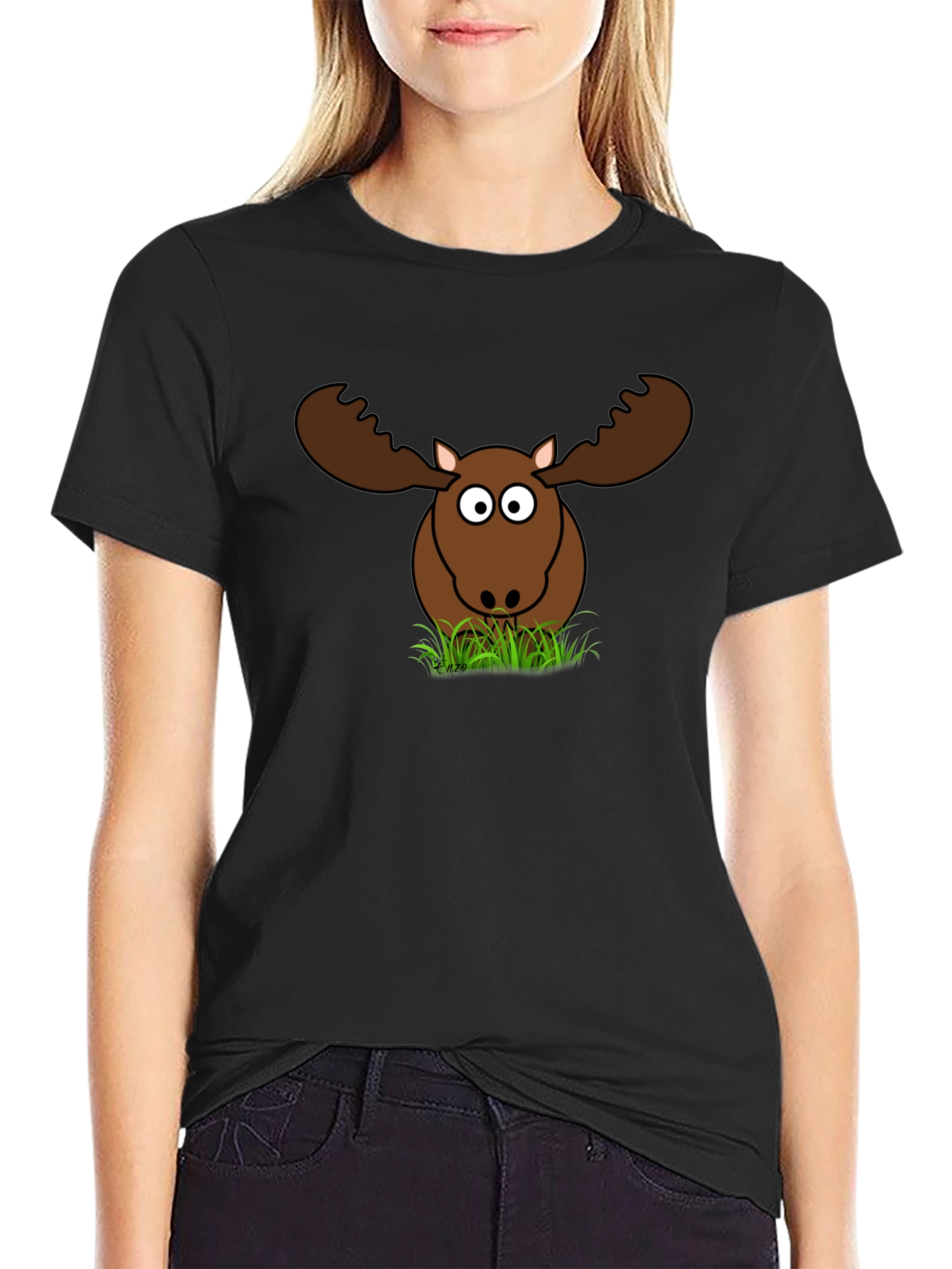 Funny Moose Graphic T-Shirt - Black Cotton Tee