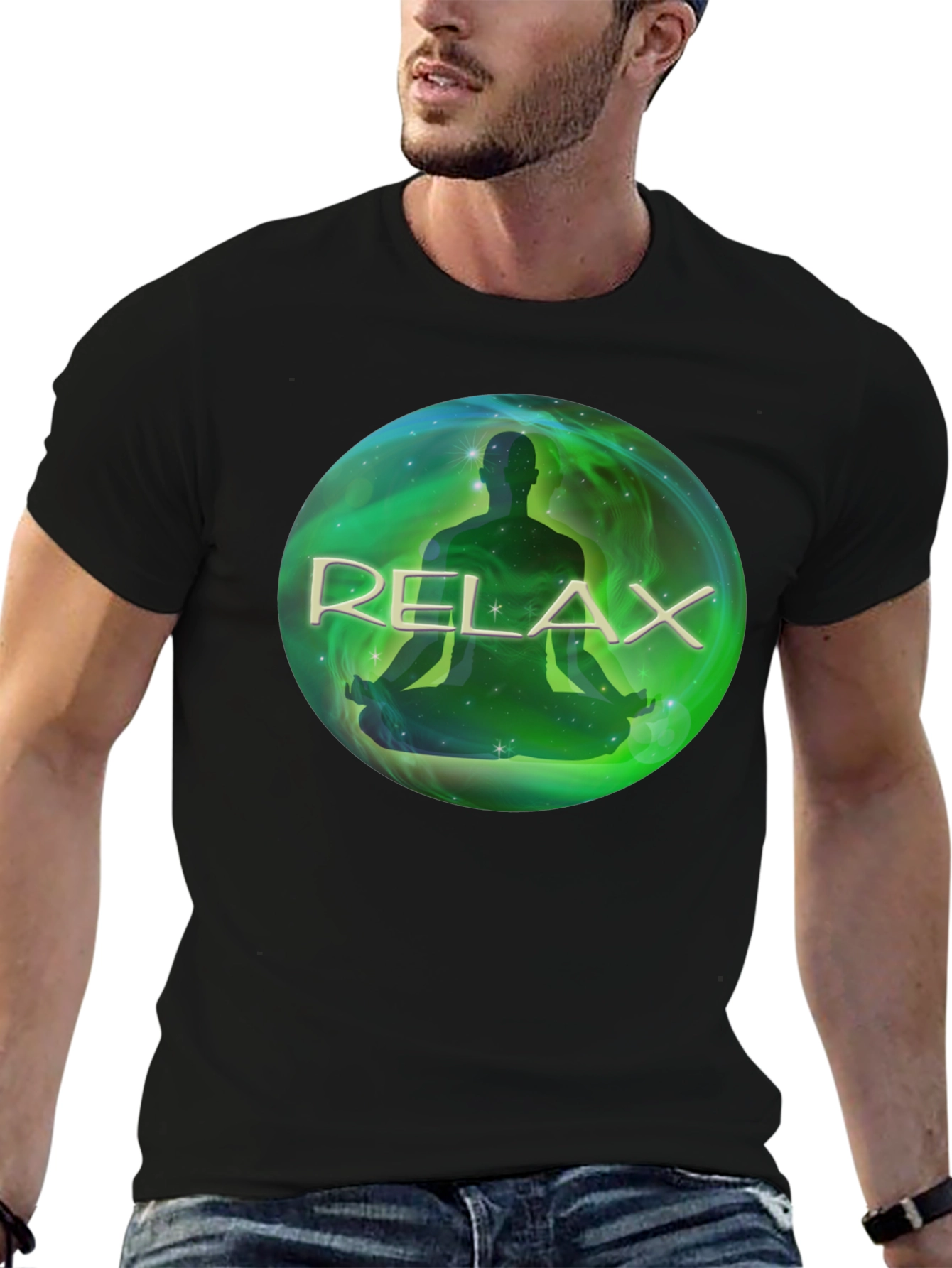 Relax Meditation T-Shirt - Black Soft Fabric