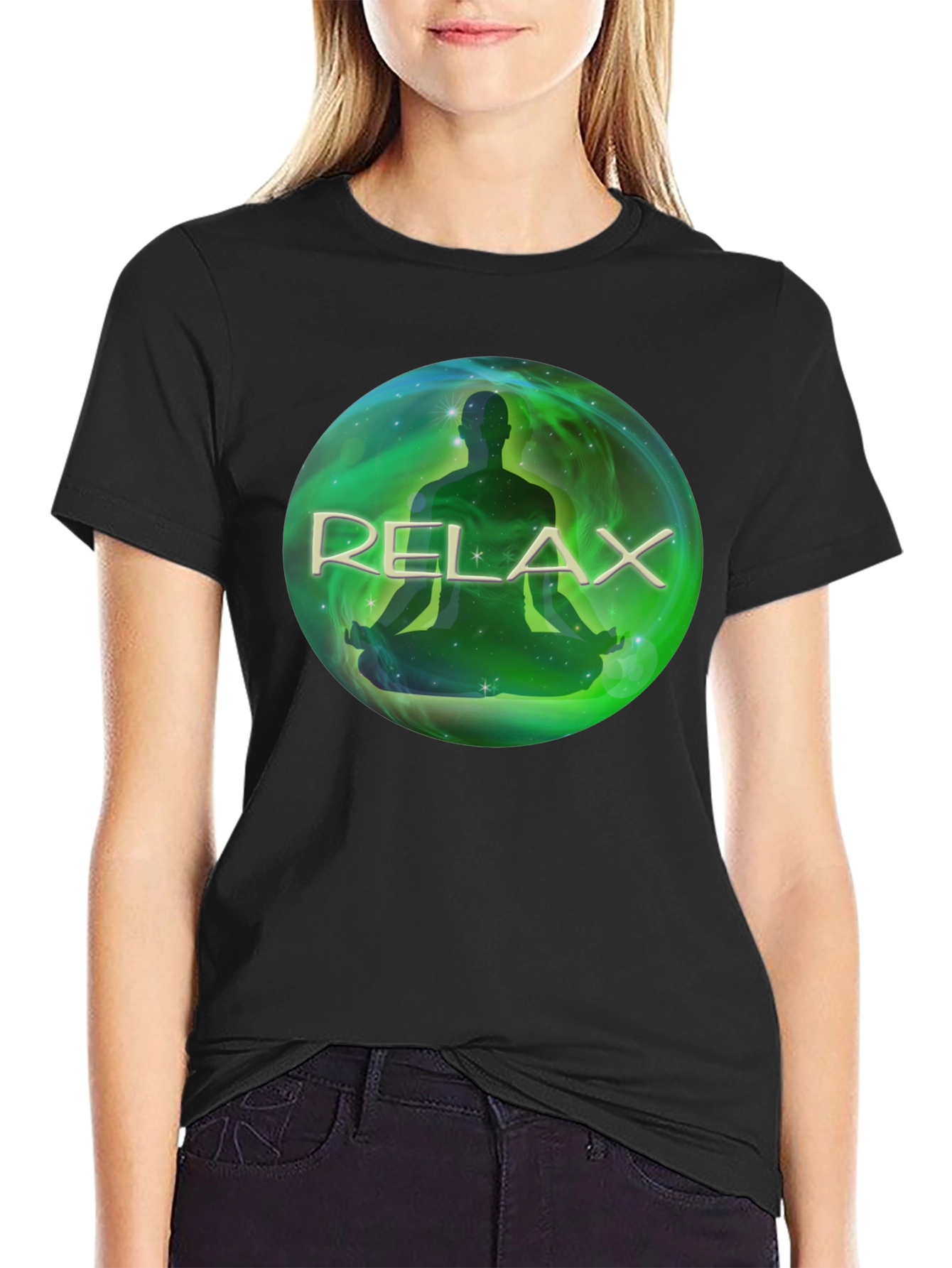 Relax Meditation T-Shirt - Black Soft Fabric